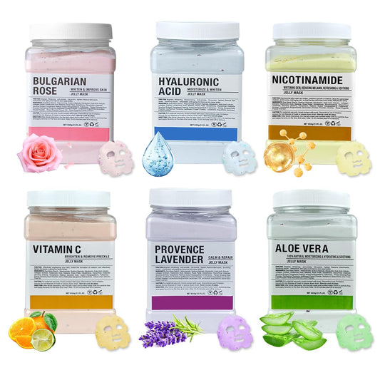 Jelly Mask for Facials Professional, Hydrating & Moisturizing Peel-Off Natural Gel Face Mask SkinCare, Professional Spa Use Jelly Face Masks, Deep Hydration & Glow 23 Fl Oz (6 Jar)
