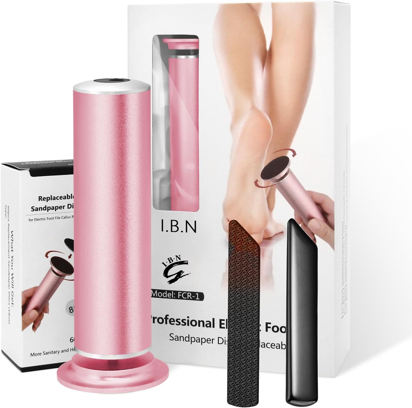 Electric Foot Callus Remover with Hand Callus Remover, Adjustable Speed Professional Electric Foot File Filer Sander Pedicure Tools for Feet Heel Dead Cracked Skin Women Men Use (Pink)