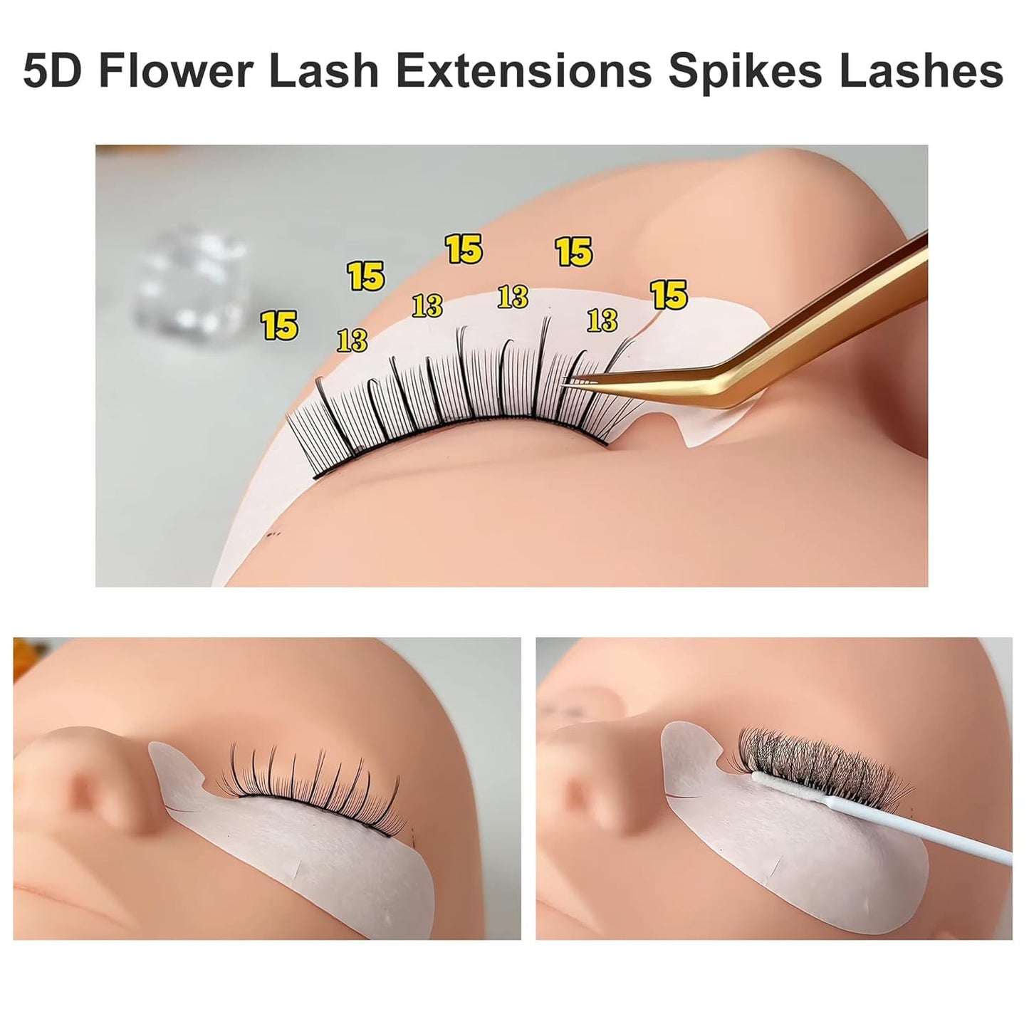 5D Flower Lash Extensions Spikes Lashes 0.07 Matte Black C Curl Lashes Mix 8-15mm Eyelash Extension Lash Trays Professional Use(5D Flower,0.07-C,8-15mm)