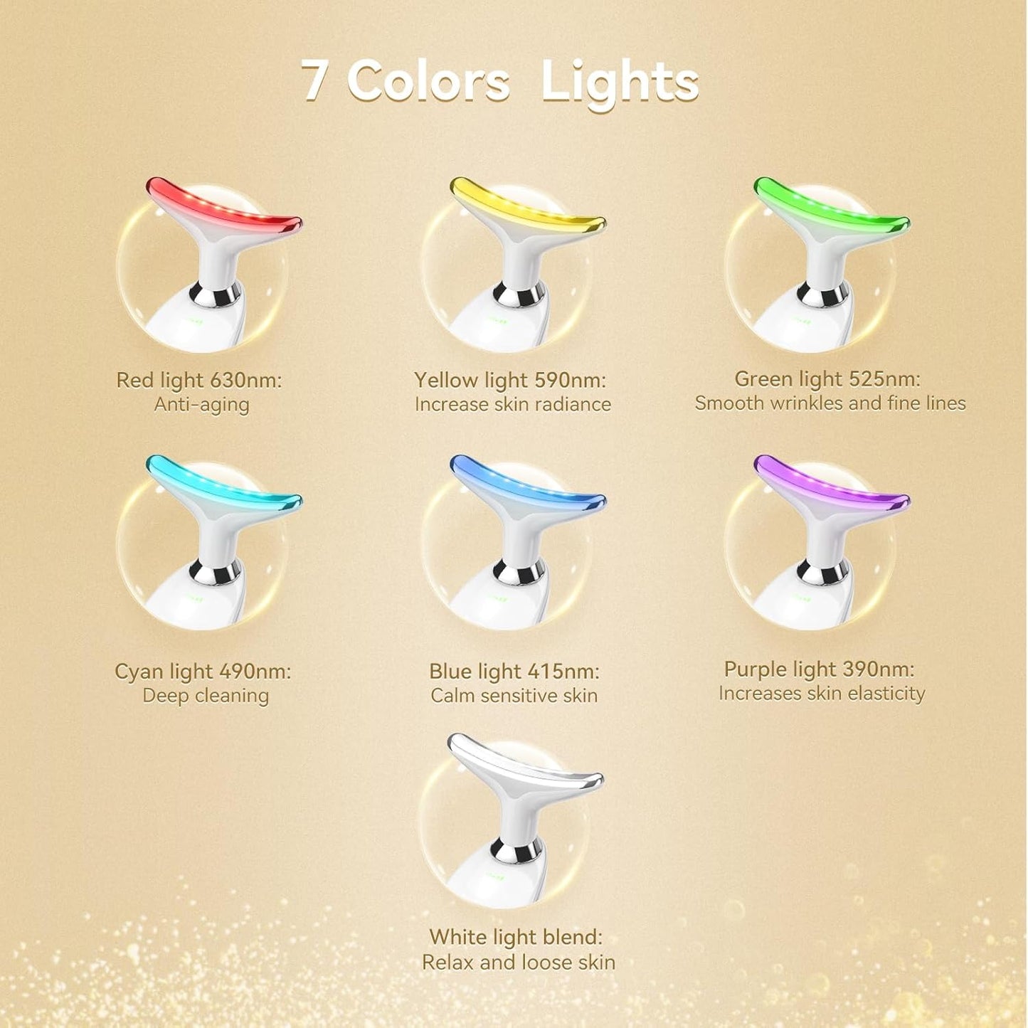 7 Color Face Massager Tool, Multifunctional Neck Facial Massager, Portable Face culpting Wand for Skin Care