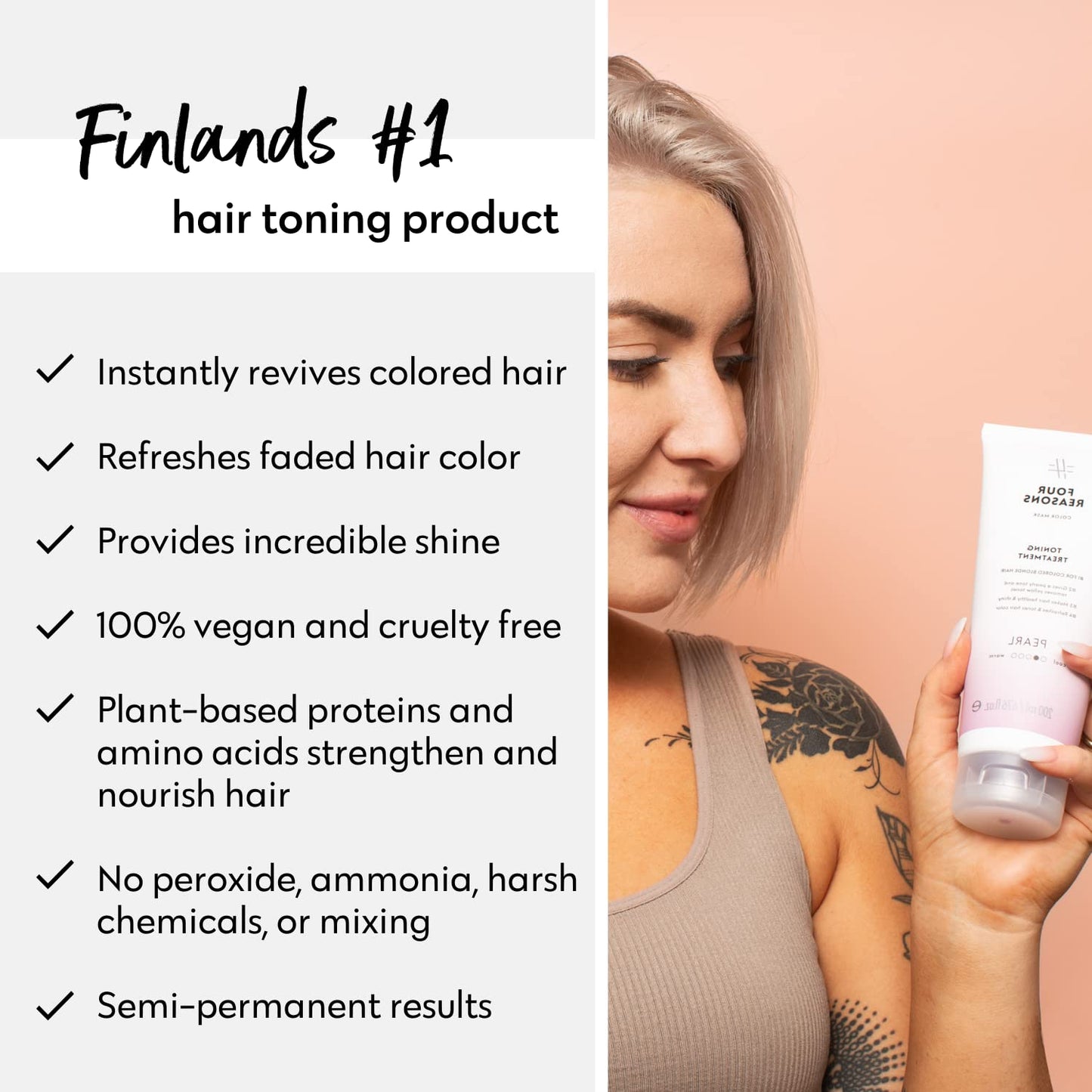 Color Mask Pearl Blonde Toning Treatment - 27-Color, Color-Deposit Conditioner for Color-Treated Hair - Vegan, Cruelty-Free, 6.76 fl oz