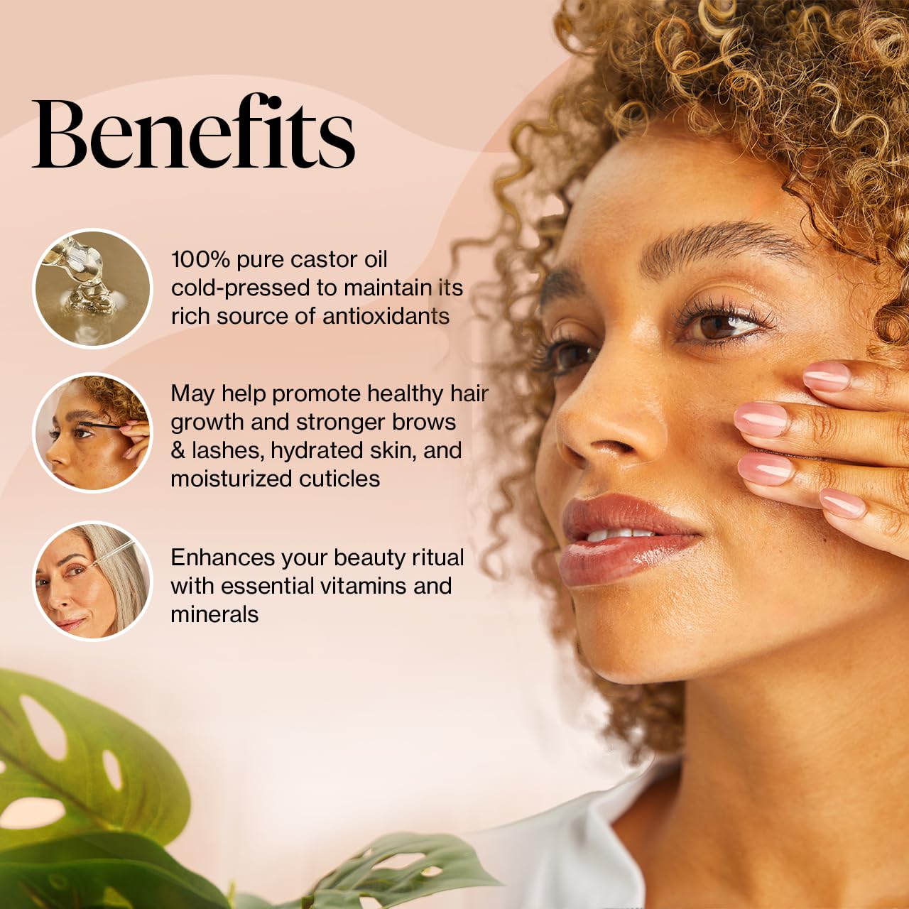 Kitsch Organic Castor Oil for Hair Growth - 100% Pure Castor Oil, Organic Cold Pressed Unrefined Glass Bottle for Face, Skin, Lashes, Brows, Scalp, Nails & Belly Button - Hexane Free, USDA - 2 oz