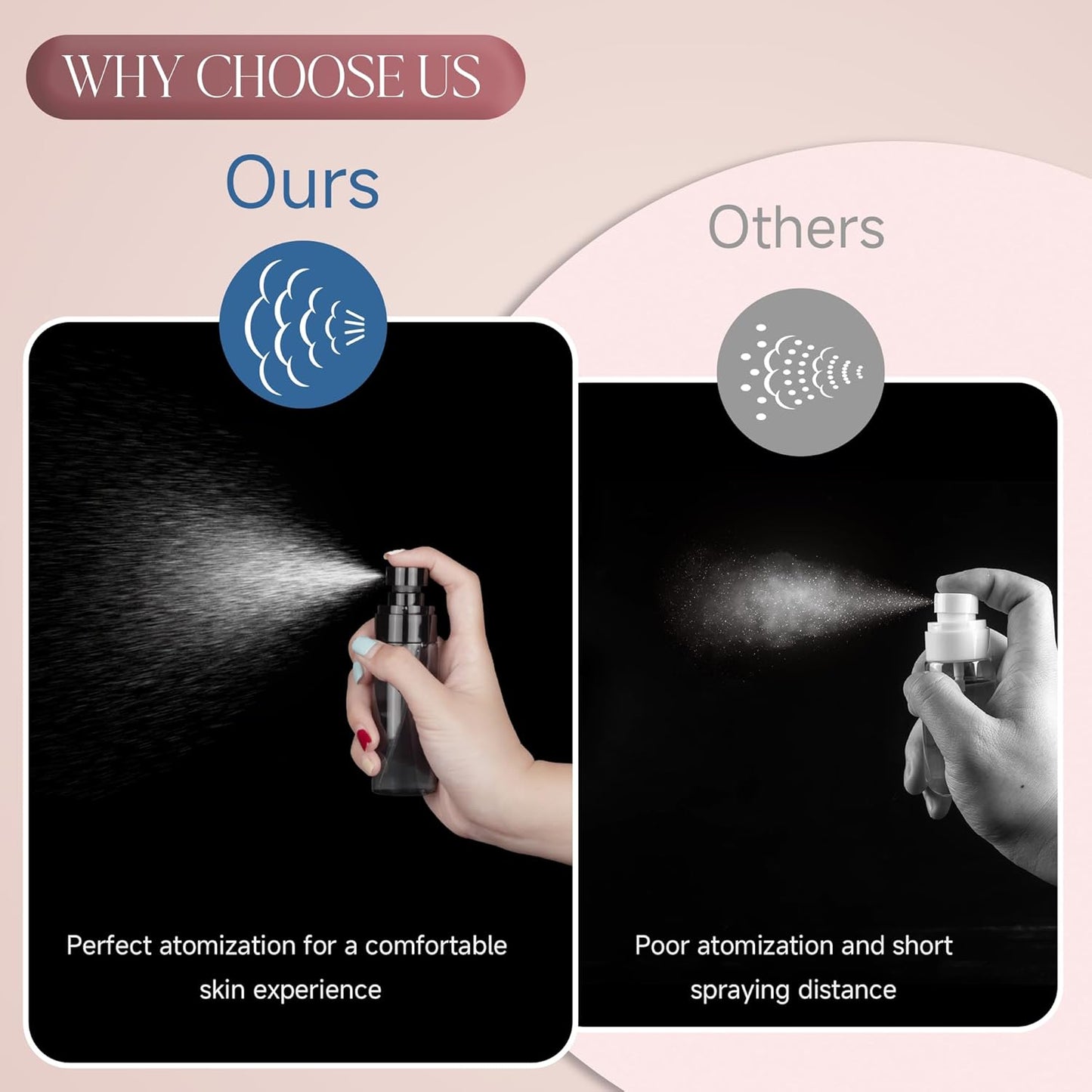 3Pack Small Spray Bottles, 3.4oz Black Plastic Fine Mist Mini Mister Bottles for Hair, Cleaning, Salons, Planting, Skin Care