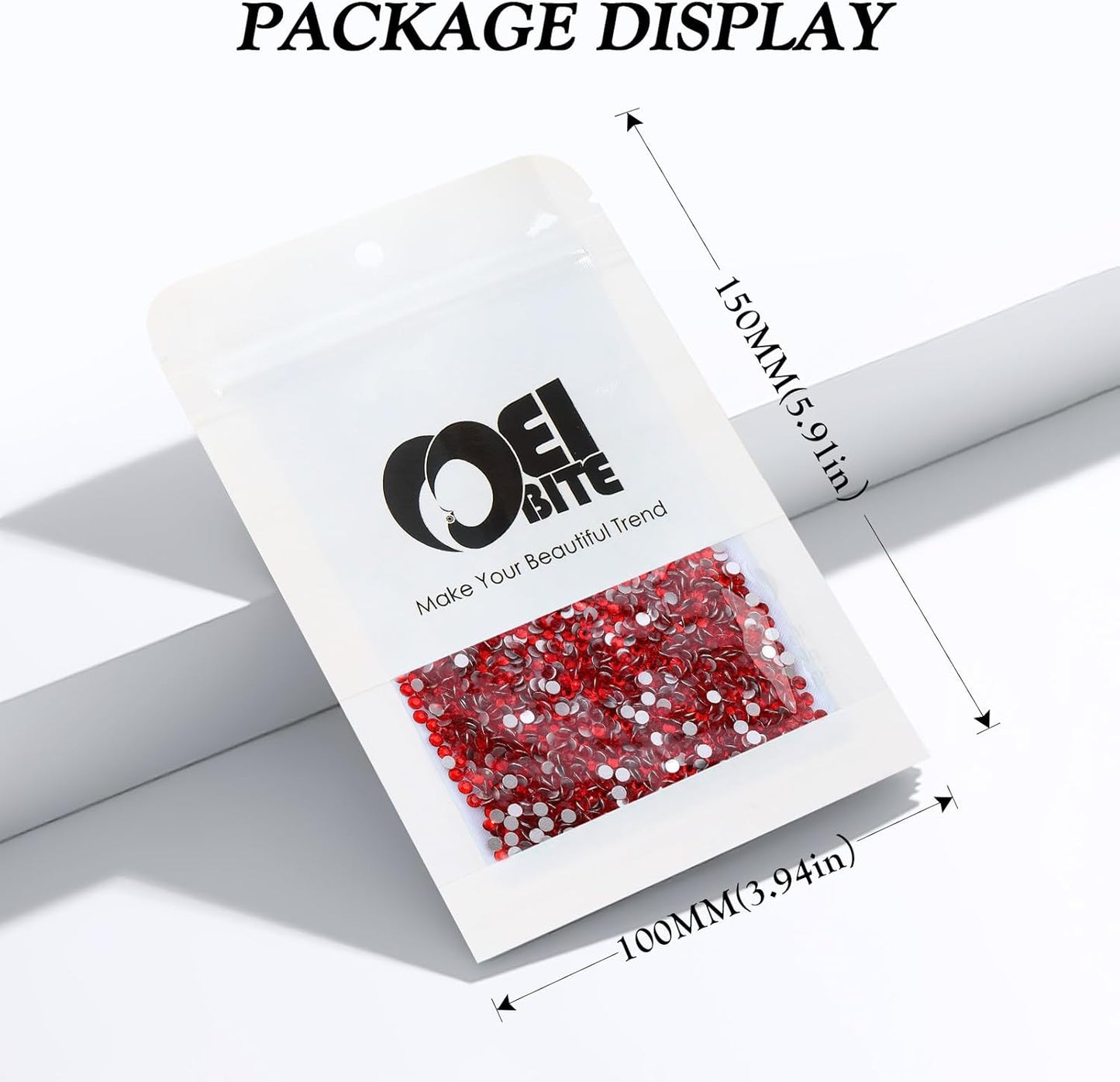 Red Flatback Rhinestones, Glass Rhinestones for Nail Art and Craft, Glue Fix, Loose Crystal Gemstones(Red, SS8, 2880pcs, 2.3-2.5mm)