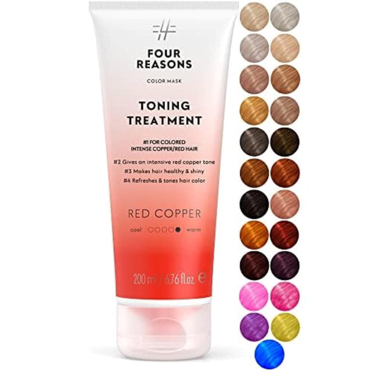 Four Reasons Color Mask - Red Copper - (27 Colors) Toning Treatment, Color Depositing Conditioner, Tone & Enhance Color-Treated Hair - Semi Permanent Hair Dye, Vegan and Cruelty-Free, 6.76 fl oz