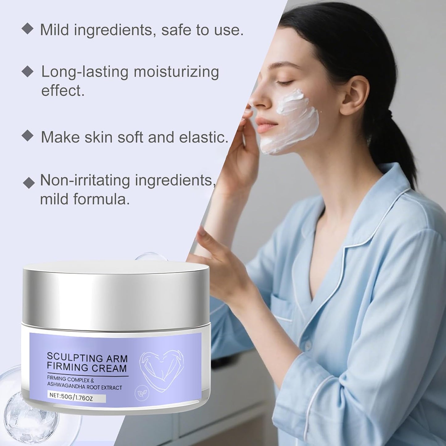 Arm Firming Cream, Face Moisturizing Cream, with Hyaluronic Acid & Retinol, Deeply Moisturizing & Firming & Lifting Skin, Lightening Wrinkles, Brightening Skin, 1.76 OZ, for All Skin Types.