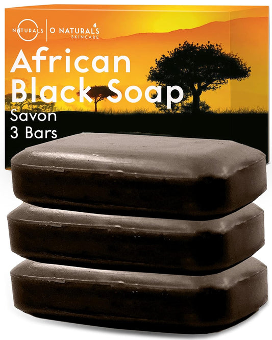 O NATURALS 3-Pack Organic Soap Bar 4oz each Set - 100% Vegan Cold Process Body Wash Scented Premium Essential Handmade Soap - Natural Soaps for Men Women, Face, Body - African Black