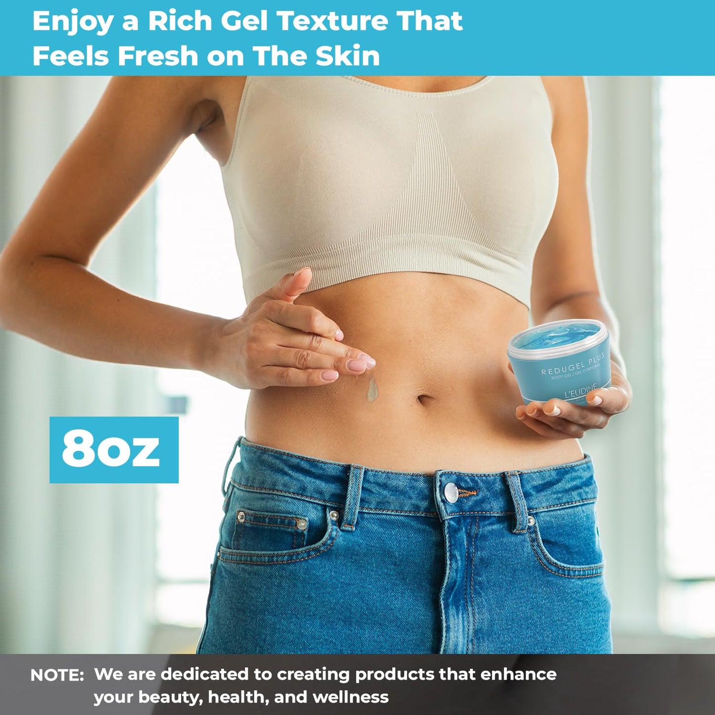 L’EUDINE Redugel Plus Skin Tightening Cream for Body, Firming Cream with Mint Oil, Field Horsetail, Marine Algae, Maca Extract, Skin Firming and Tightening Lotion – 8oz