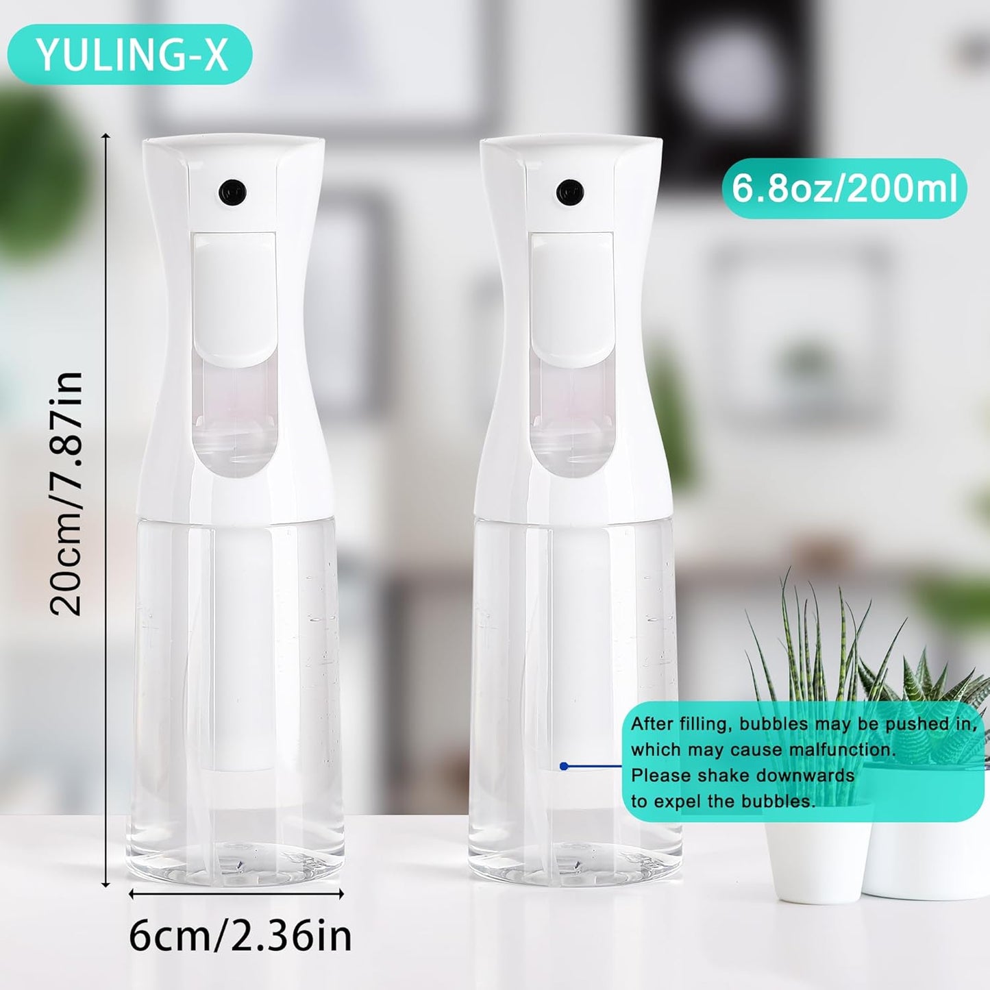 Spray Bottles For Hair, continuous spray bottle (200ml/6.8oz 2Pack) used for hair design, plants, cleaning, hair care and skin care, etc. – empty, reusable