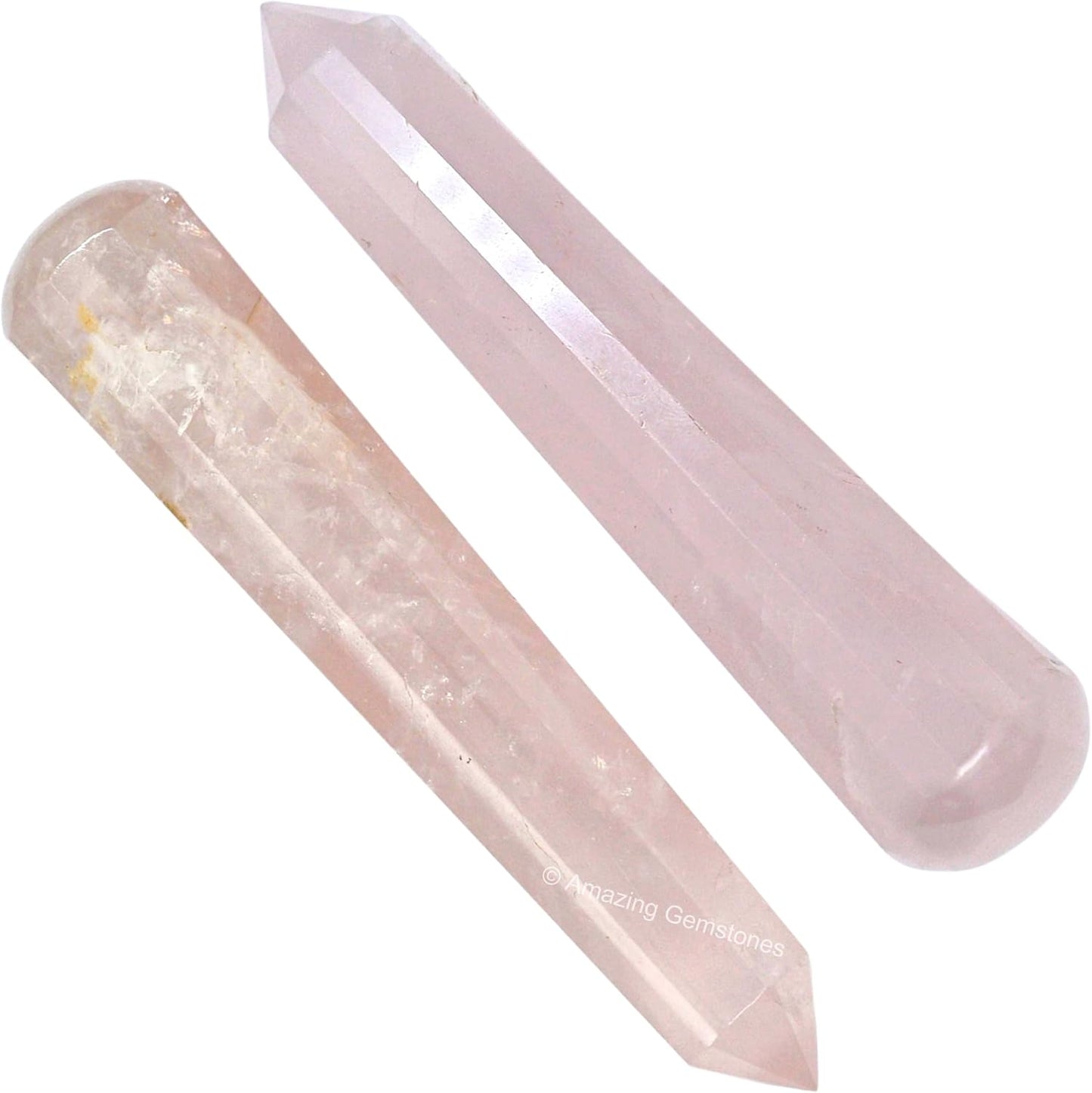 Amazing Gemstone Rose Quartz Crystal Wand Massage Stick - Pelvic Wand Gua Sha for Adults - Crystals and Healing Stones Massage Wands for Adults Gifts (Pointed)