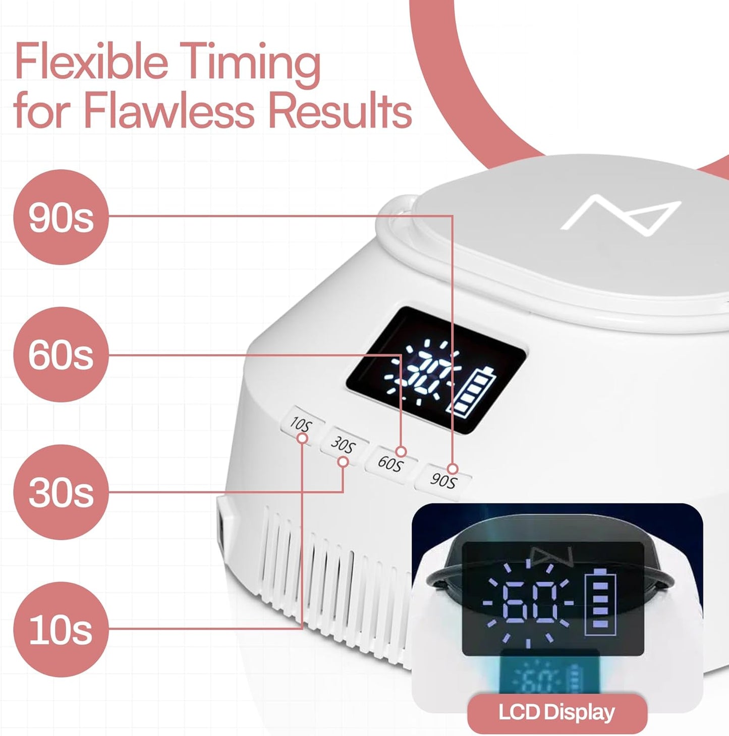 M - GlowPro Professional Hybrid 86W Wireless Rechargeable UV LED Nail Curing Lamp Cordless Nail Dryer for Gel Nails, Manicure, Pedicure (Ombre Purple)