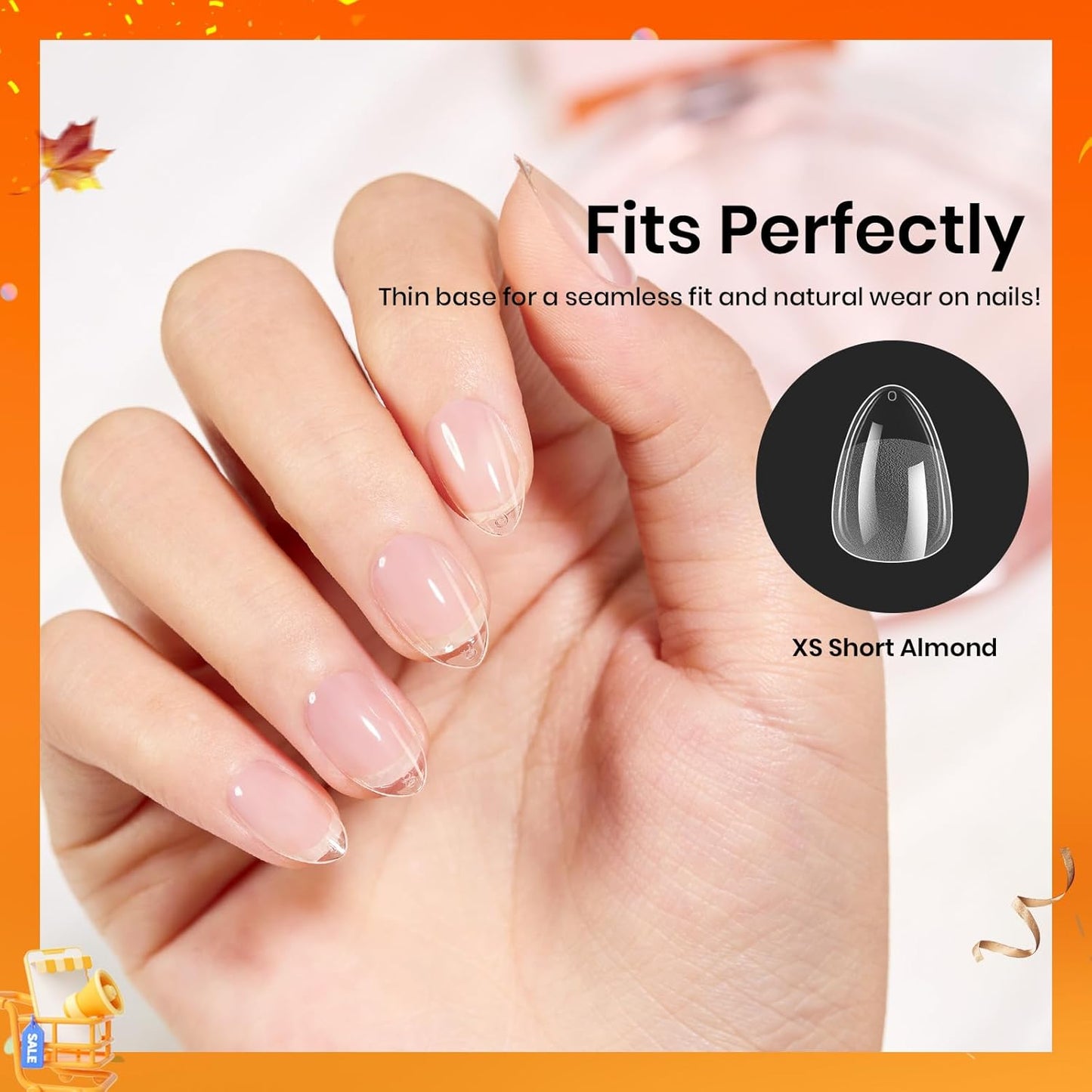 Beetles Gel Nail Tips 576Pcs Extra Short Almond Fake Nails Etch-X Half Matte Press on Nail Tips Full Cover Gifts for Women Gel Nail Polish Extensions Set