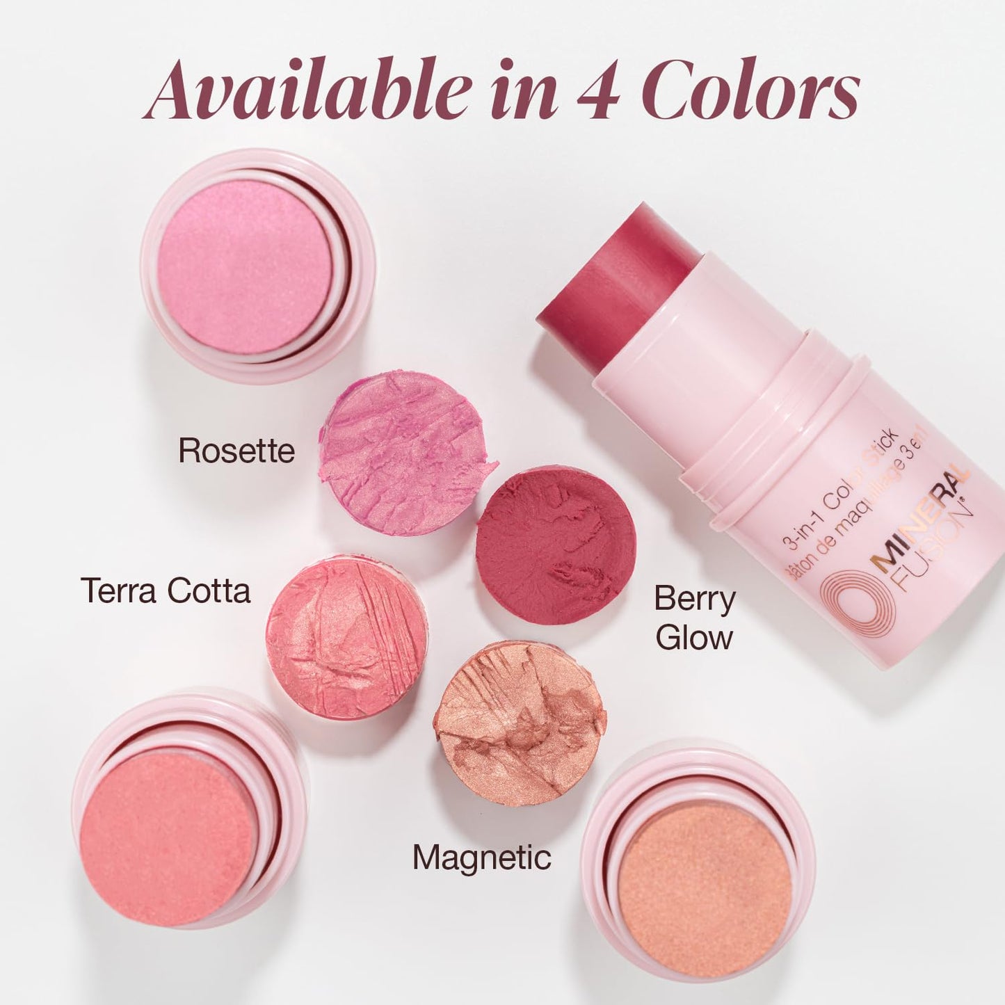 Mineral Fusion, Color Stick Rosette 3 In 1, 0.18 Ounce