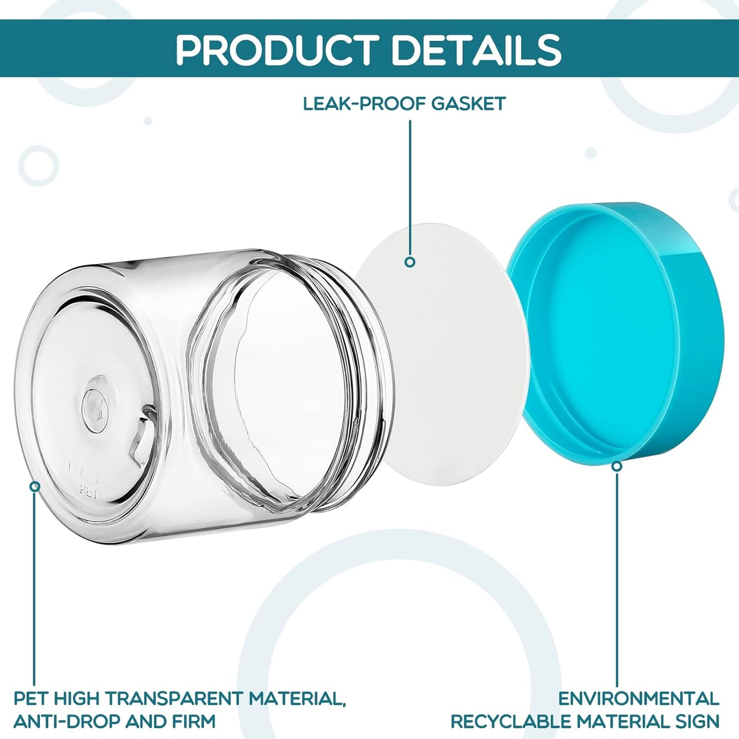 Patelai 4 Pieces Round Wide-mouth Leak Proof Plastic Container Jars with Lids for Travel Storage Makeup Beauty Products Face Creams Oils Salves Ointments DIY Making(2 Ounce,Blue)