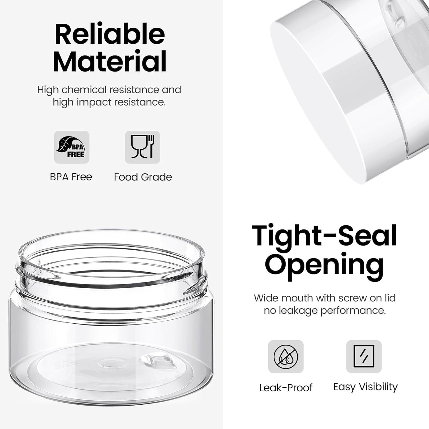 TUZAZO 24 Pack 1 Oz Small Plastic Container Jars with Lids and Labels BPA Free, Empty Round Clear Cosmetic Containers Plastic Slime Jars for Lotion, Cream, Ointments, Samples, Travel Storage (24)