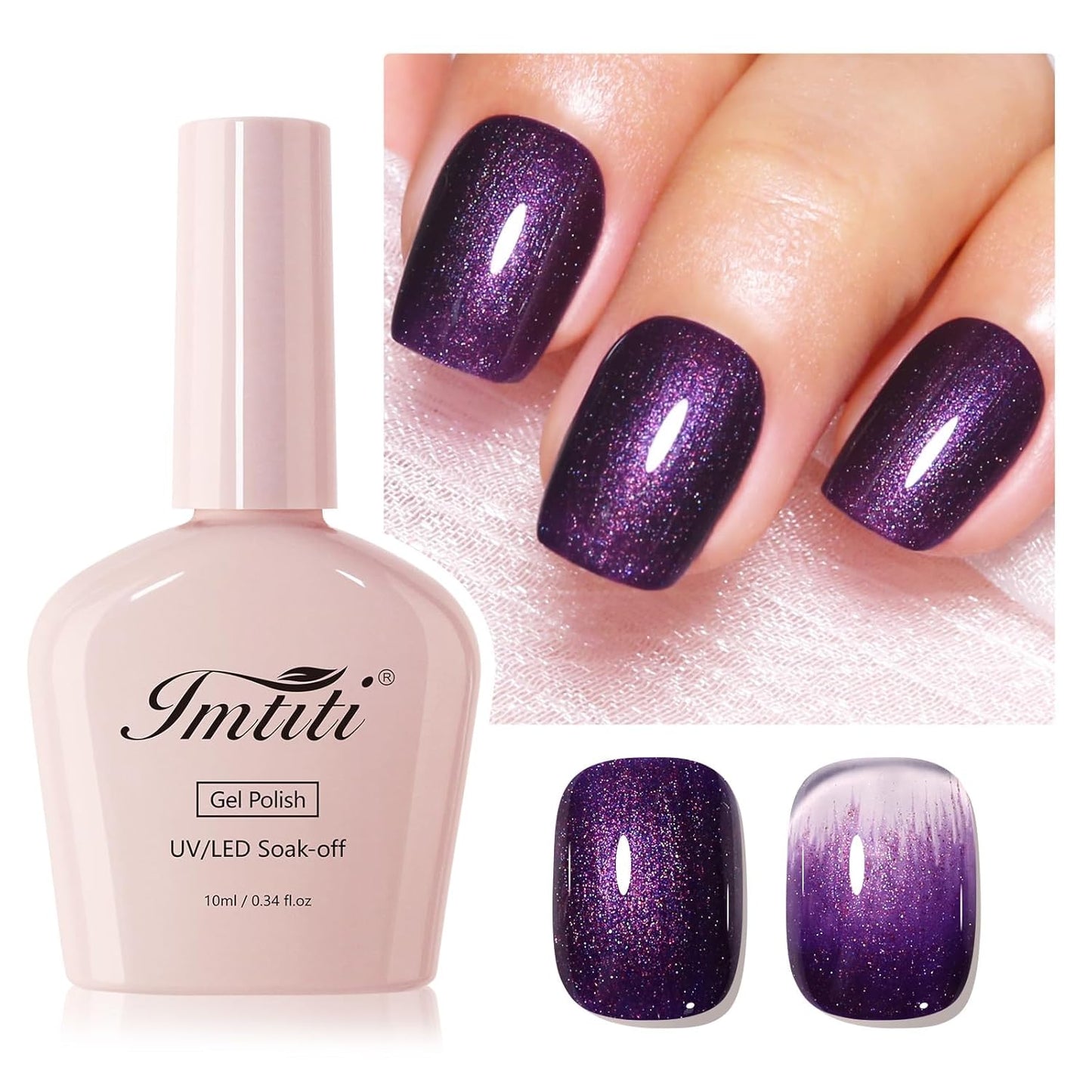 Imtiti Glitter Gel Polish,Light Purple Gel Nail Polish Nail Art Starter Manicure Salon DIY at Home(0.34 Fl Oz-1929)