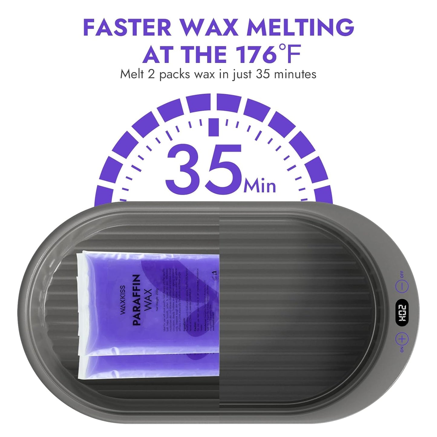 Small Paraffin Wax Machine for Hands - Paraffin Hand Wax Machine 2000ml Small Size With 3 packs of Paraffin Wax Digital Display Screen for Paraffin Baths