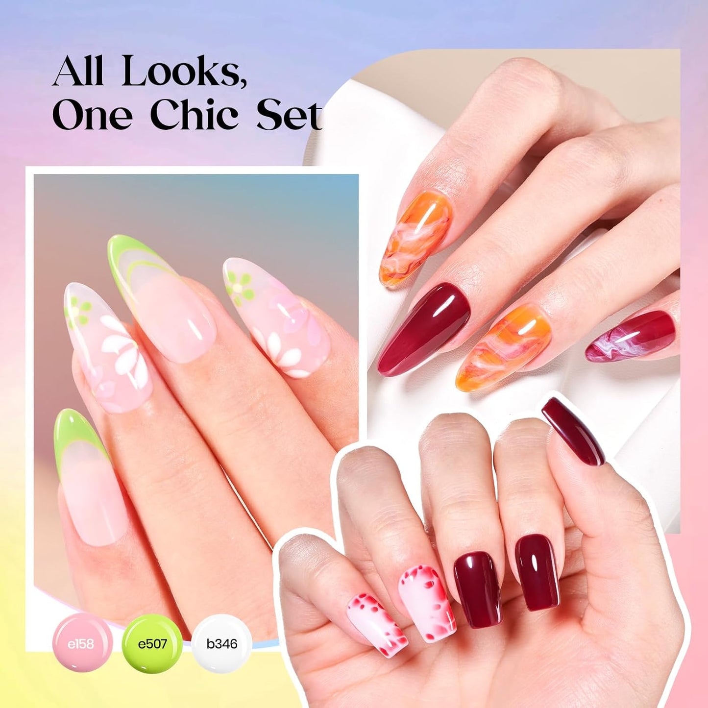 Beetles Gel Nail Polish Set – 36 Color Fall Yellow Brown Pink Red Gel Polish Kit with Base Coat Glossy Matte Glitter Top Coat Soak Off UV LED Gel for Nail Art Manicure Salon DIY Gift for Women