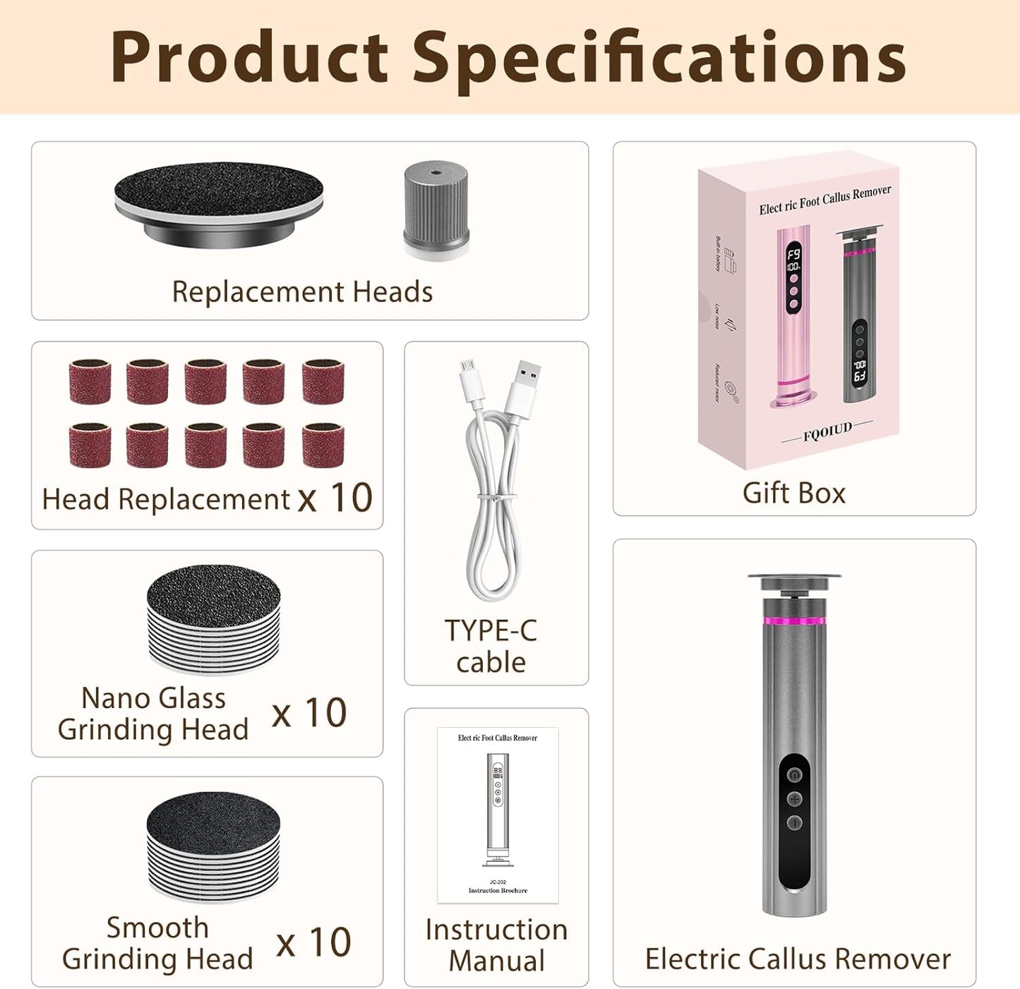 Electric Feet Callus Remover,2 in 1 Foot File,Adjustable Speed Foot File with Sandpaper Discs & Grinding Heads, 9 Speeds Electric Foot Callus Remover, Pedicure Tools for Valentine's Day Gift