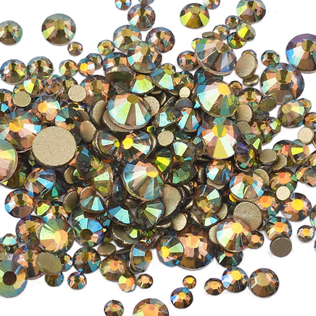 Rhinestones flat back gems round DIY decorative Nail Face and apparel accessories ss3-20 mix size(4320pcs ghost light)