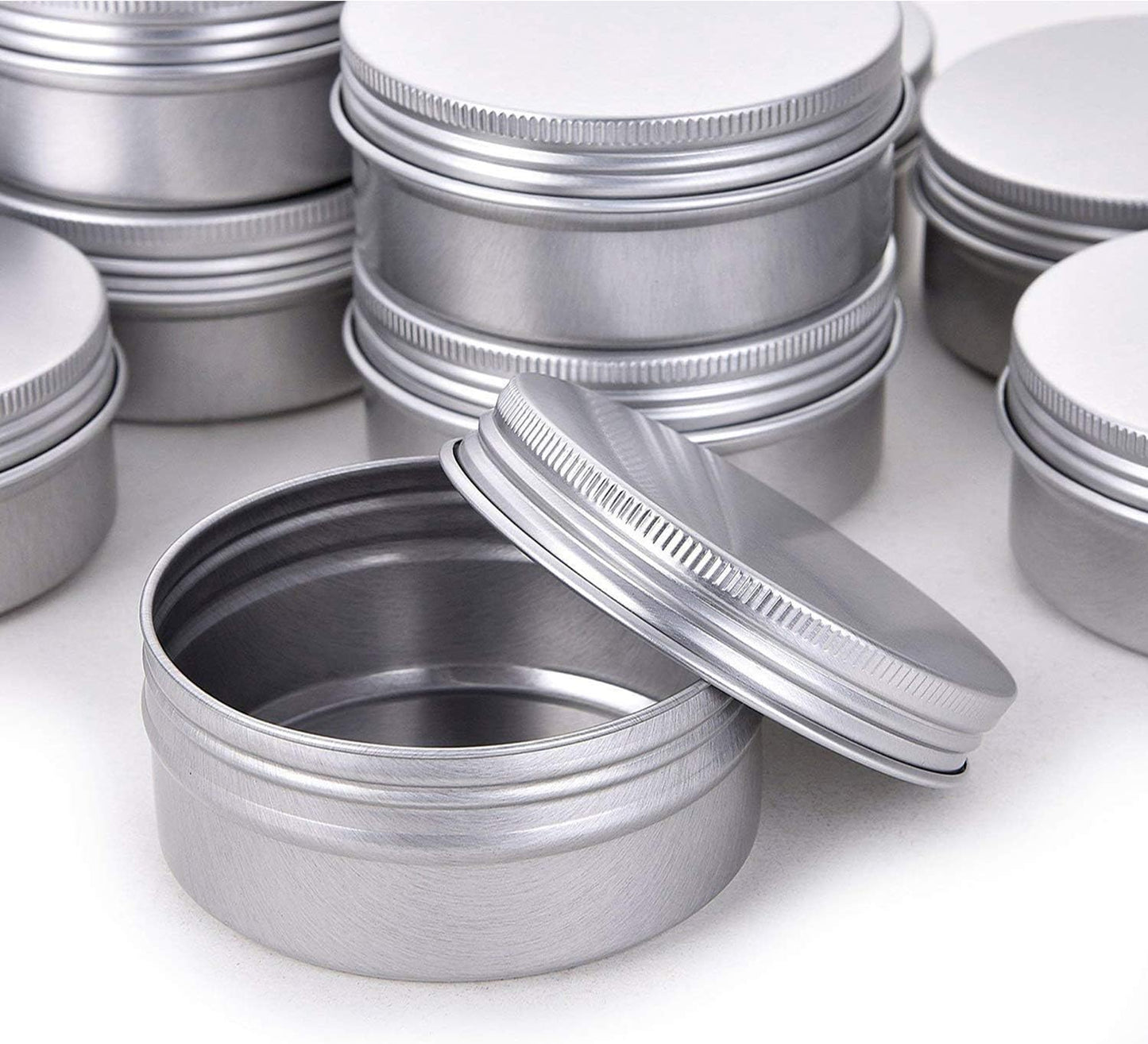 0.5 Ounce Aluminum Tin Jar Refillable Containers 15 ml Aluminum Screw Lid Round Tin Container Bottle for Cosmetic,Lip Balm, Cream, 12 Pack.