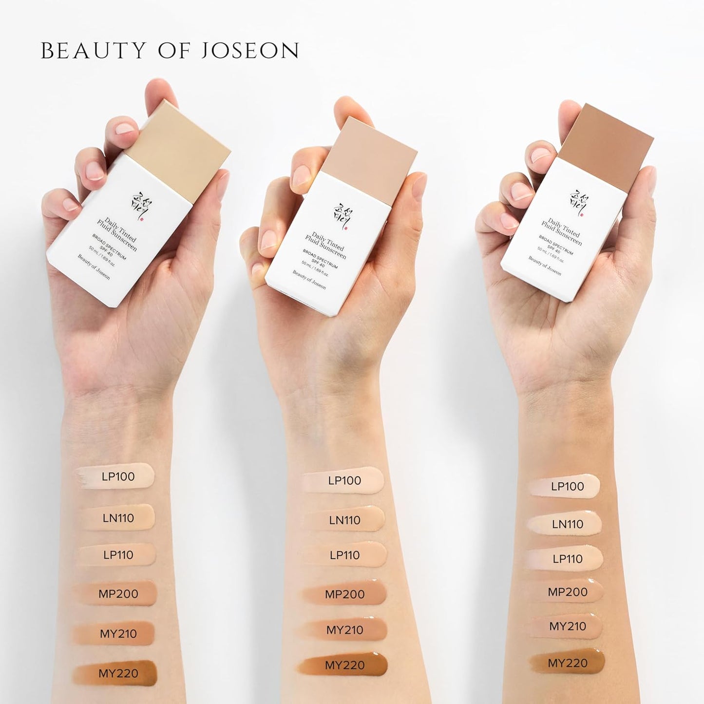 Beauty of Joseon Daily Tinted Fluid Sunscreen 12 Shades for Face Moisturizing Broad Spectrum SPF 40 Korean Skincare 50ml, 1.69 fl.oz #LP110