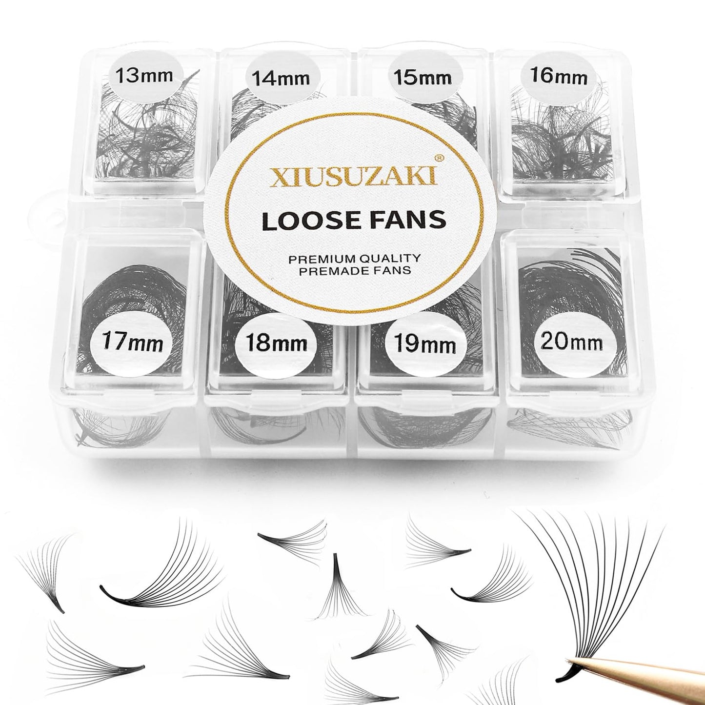 Premade Fans Eyelash Extensions 600 Fans 10D Premade Lash Fans Volume Lash Extensions 0.07 Thickness Eyelash Extension C Curl Mix 13-20mm Fluffy Soft Handmade Loose Fan(600Fans-10D-0.07-C,13-20mm)