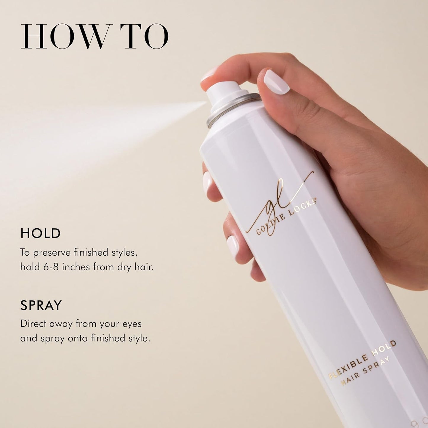 Goldie Locks Flexible Hold Hairspray - Lightweight, All-Day Hold & Brushable Finish - Humidity Resistant - Safe for Extensions & Color-Treated Hair - Protein-Free - 9 oz