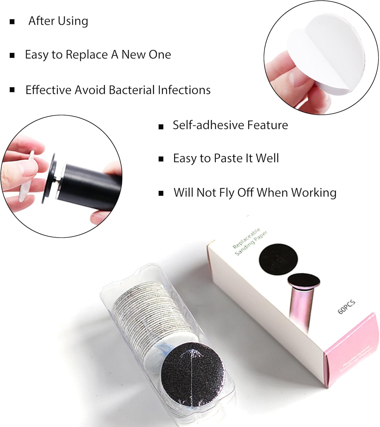 60 Pieces Replacement Sandpaper Pad Disks Discs for Professional Electric Foot File Callus Remover Machine Foot Hard Dead Skin Removal(Extra Coarse 80 Grit)