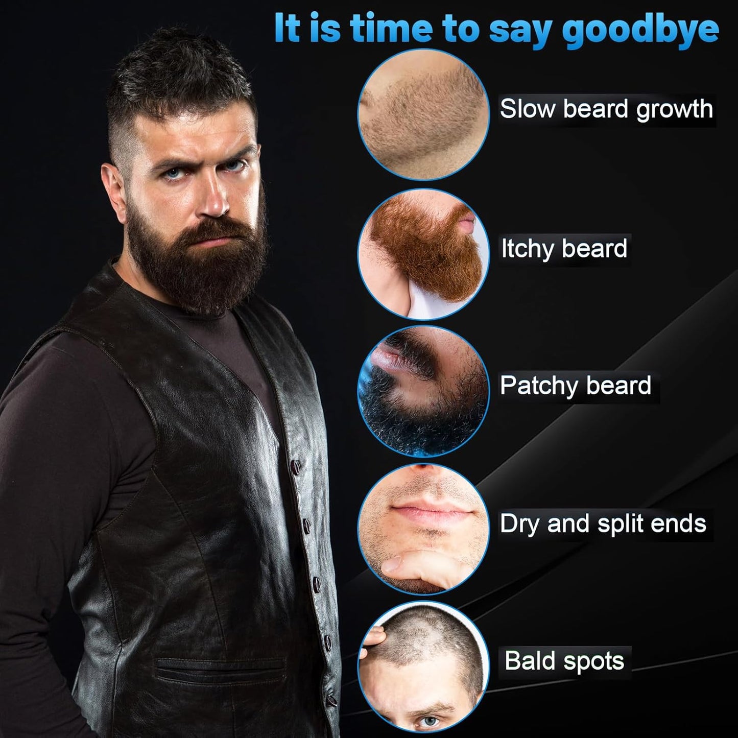 Beard Oil,Maximun Thickening Biotin, with Castor Oil and Argan & Jojoba Oils, Promotes Beard Growth, Styles, Strengthens & Softens Beards & Mustaches,1 Ounce*2（2 Pack）