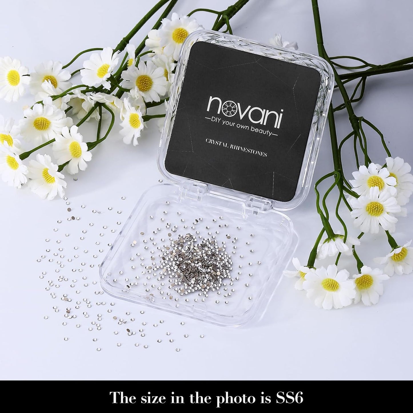 Novani 500pcs Clear Rhinestones Flat Back Round Rhinestone Style 2088 Sparkly Crystal Gemstones for Nail Art and Crafting,SS6(1.9-2mm