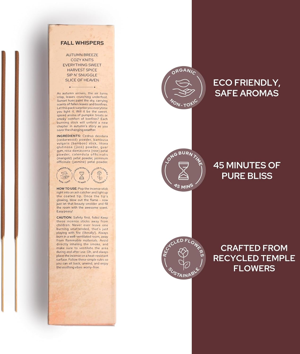 Carnatia Fall Whispers Incense Set – 6 Autumn Scents for Seasonal Warmth | Cozy Comfort & Inviting Ambience | Premium Quality Incense Sticks for Fall Vibes