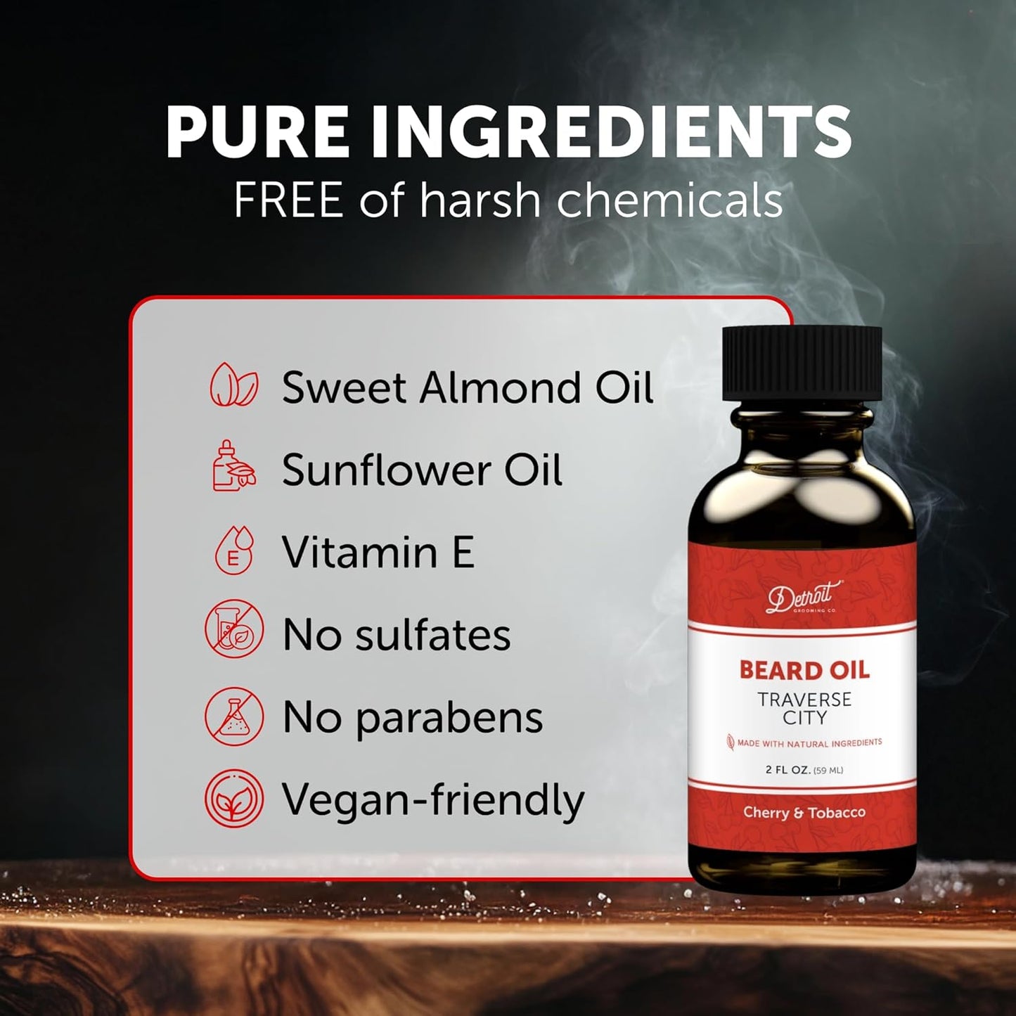 Detroit Grooming Beard Oil | Hydrating & Nourishing Formula with Vitamin E • Traverse City Scent (2 oz)
