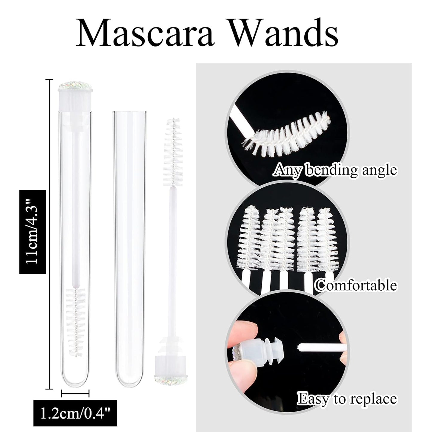 20pcs Eyelash brush Lash Wand Makeup tool Eyelash Extension supplies Cleaning brush Diamond Mascara scale white