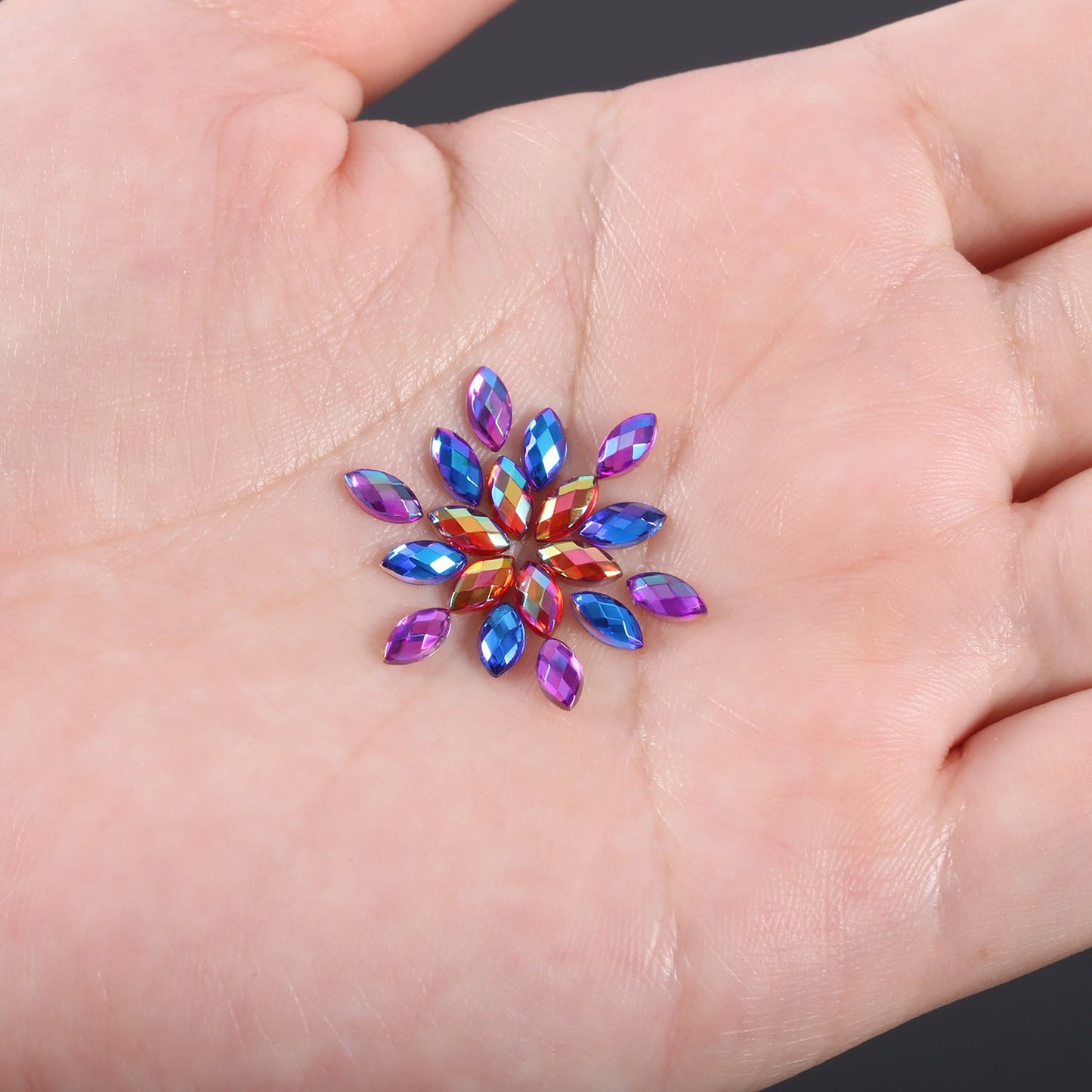 TecUnite 1200 Pieces 12 Colors Shiny Nail Rhinestones Horse Eye Nail Rhinestones Flat Back Gems Decorations Supplies with Box Face Art Gem Jewel for Halloween Party Decorations Crafts (12 Colors)