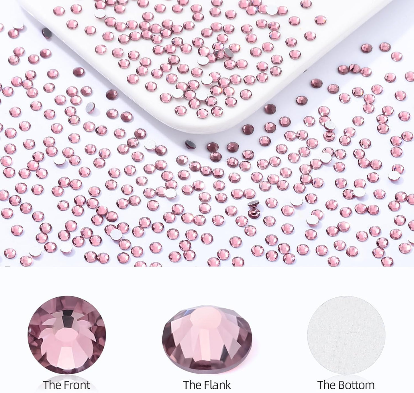 Light Amethyst Flatback Rhinestones, Glass Rhinestones for Nail Art and Craft, Glue Fix, Loose Crystal Gemstones(Lt.Amethyst, SS8, 1440pcs, 2.3-2.5mm)