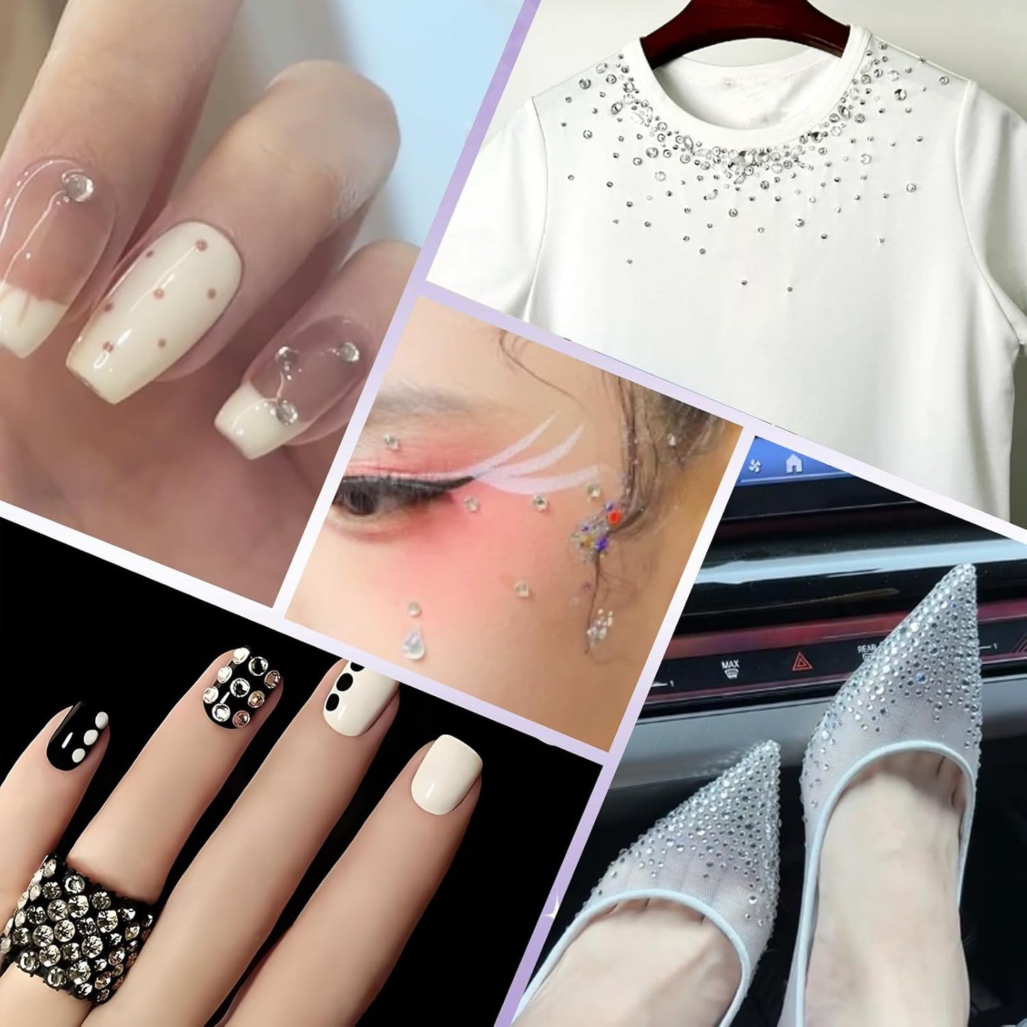 3000PCS SS10 Flatback Rhinestones | 12-Facet Diamond-Cut Glass Gems for Nail Art, Clothing, DIY Crafts |Glue-On Decoration Stones with Silver Backing(Crystal)