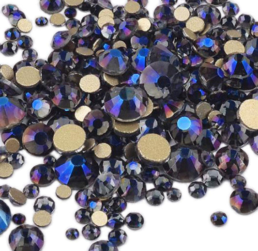 Rhinestones flat back gems round DIY decorative Nail Face and apparel accessories ss3-20 mix size(1440pcs violet)