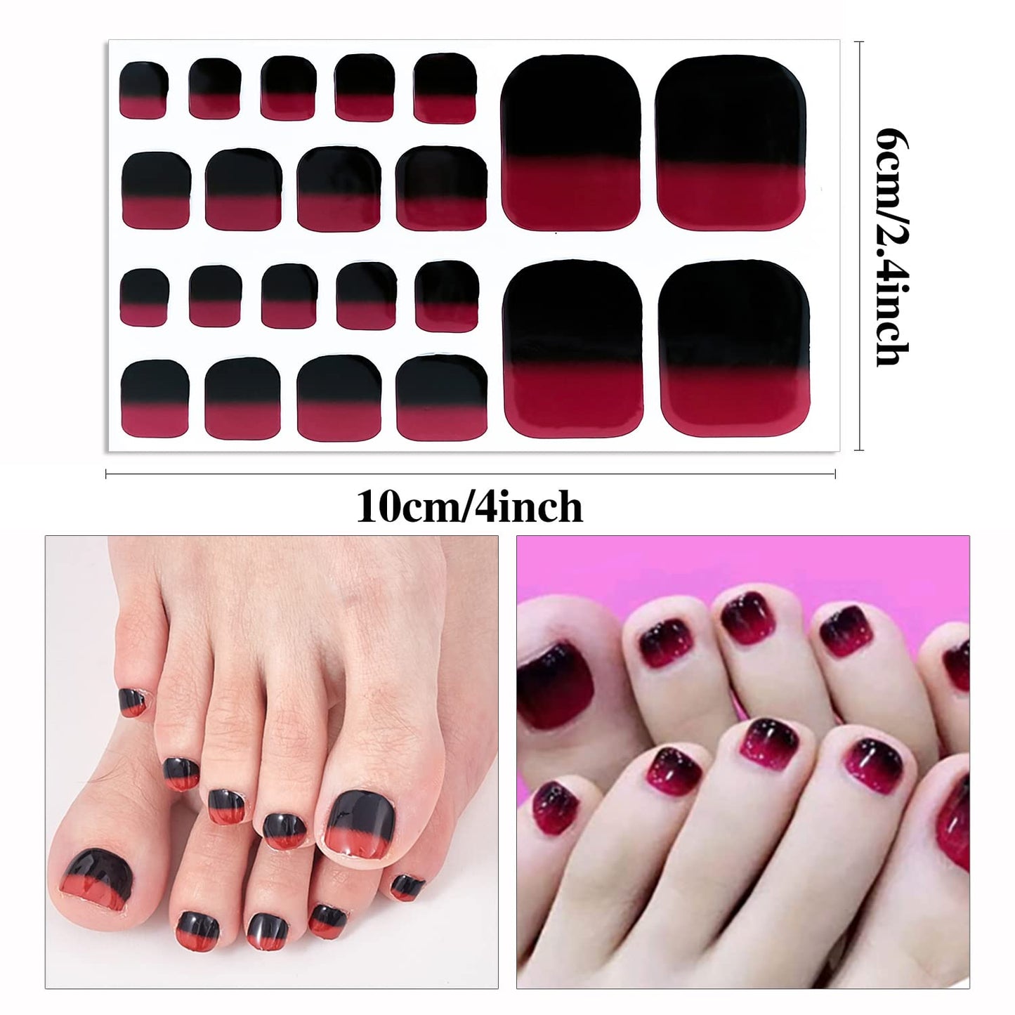 WOKOTO 20 Sheets 440 Pcs Toe Nail Polish Stickers for Toes Nail Full Wraps Glitter Nail Polish Strips Gel Nail Strips Wraps Mermaid Gel Strips for Women