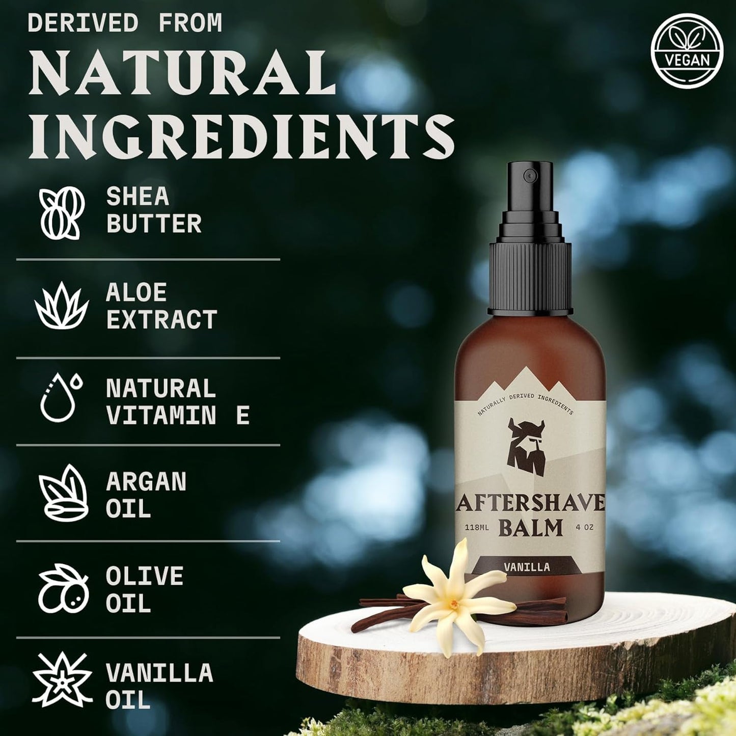 Striking Viking After Shave Balm - 4 fl oz, Pack of 1, Vanilla - Soothing Post-Shave Vanilla Relief - Hydrating & Revitalizing Moisture Boost - Irritation-Free Comfort & Aftershave for Men