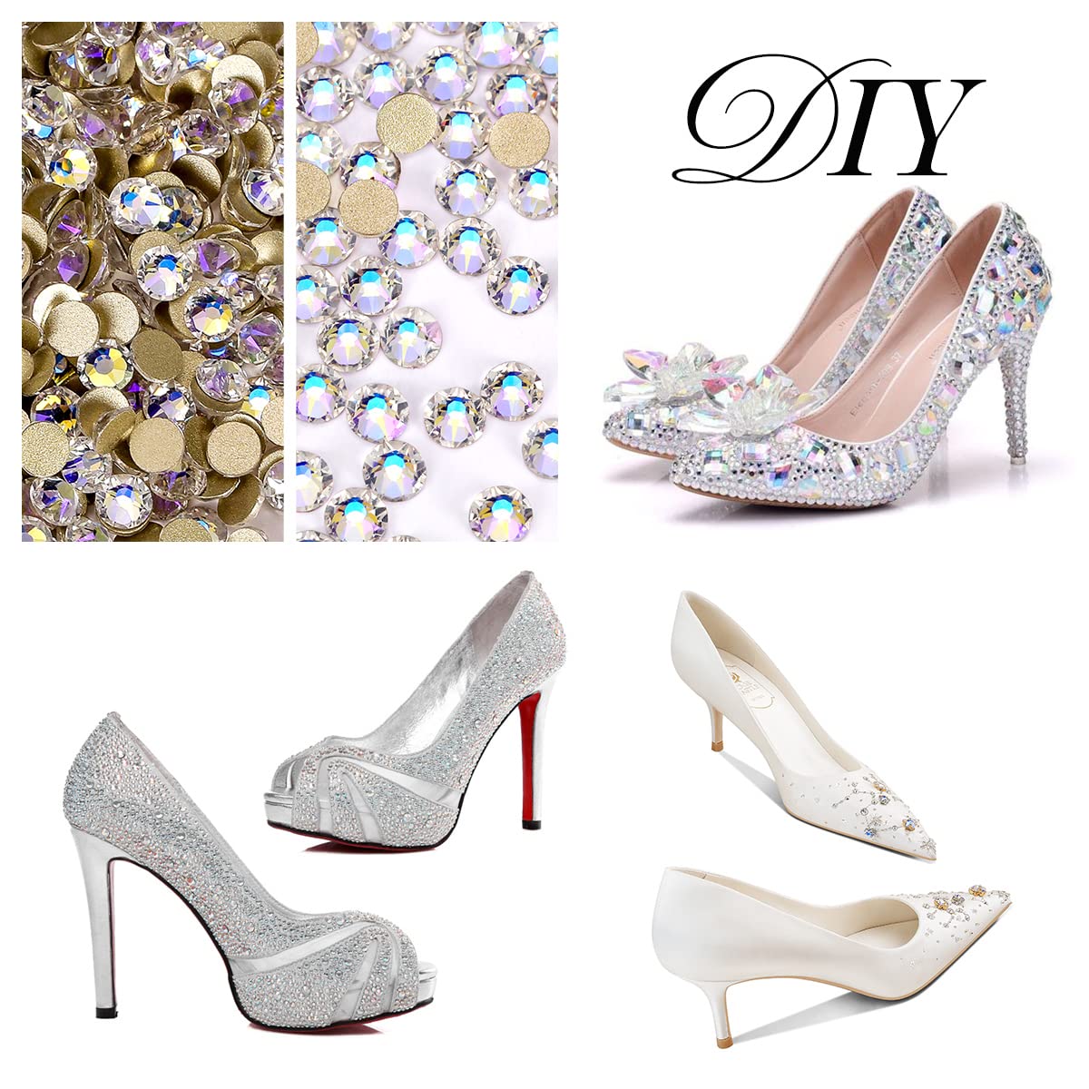 Novani Moon Night Rhinestones 1440pcs Flat Back Round Rhinestone Style 2088 Sparkly Crystal Gemstones for Nail Art and Crafting SS16,3.8-4.0mm