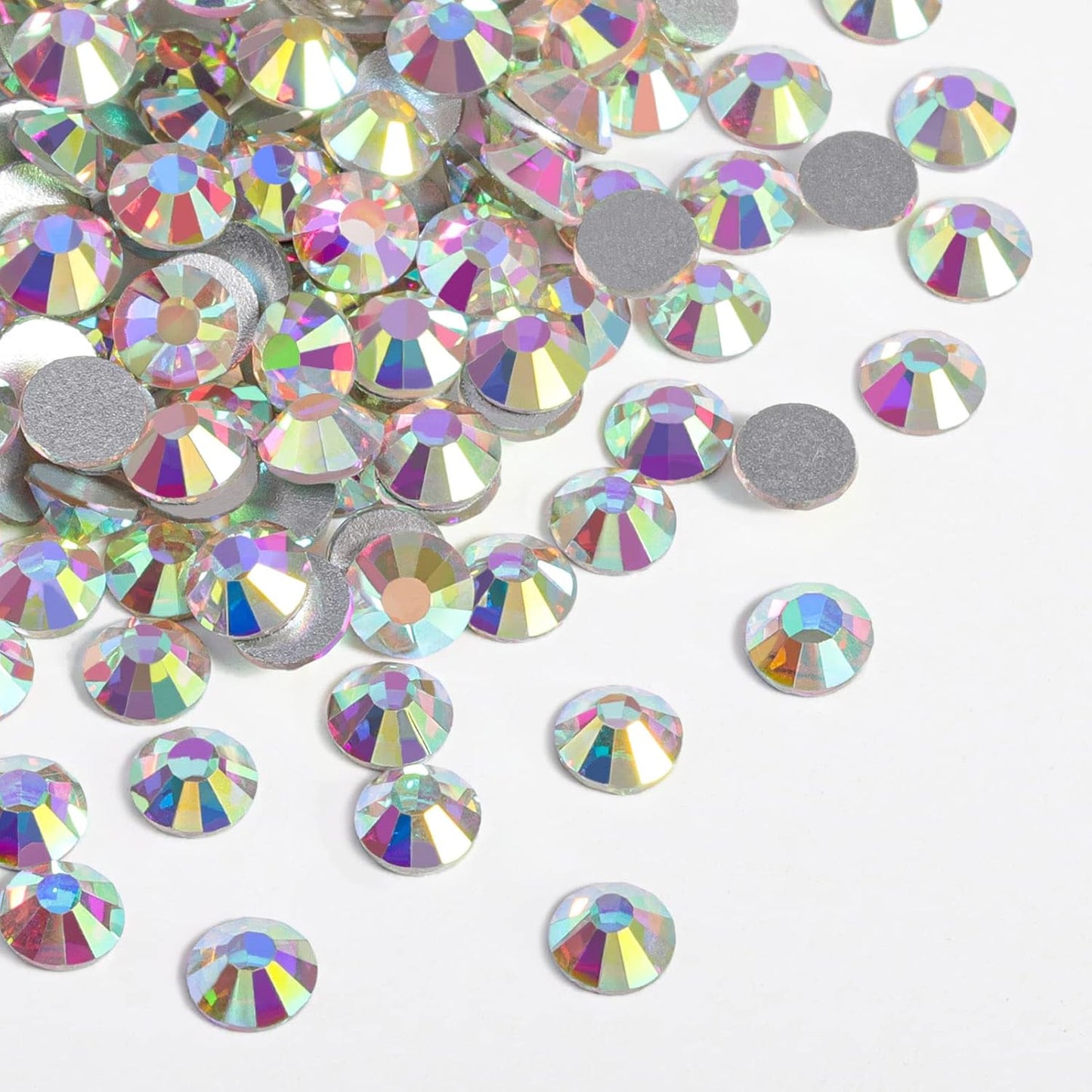 beadsland Flat Back Crystal Rhinestones Round Gems for Nail Art and Craft Glue Fix, CrystalAB (7.1-7.3mm) SS34/288pcs