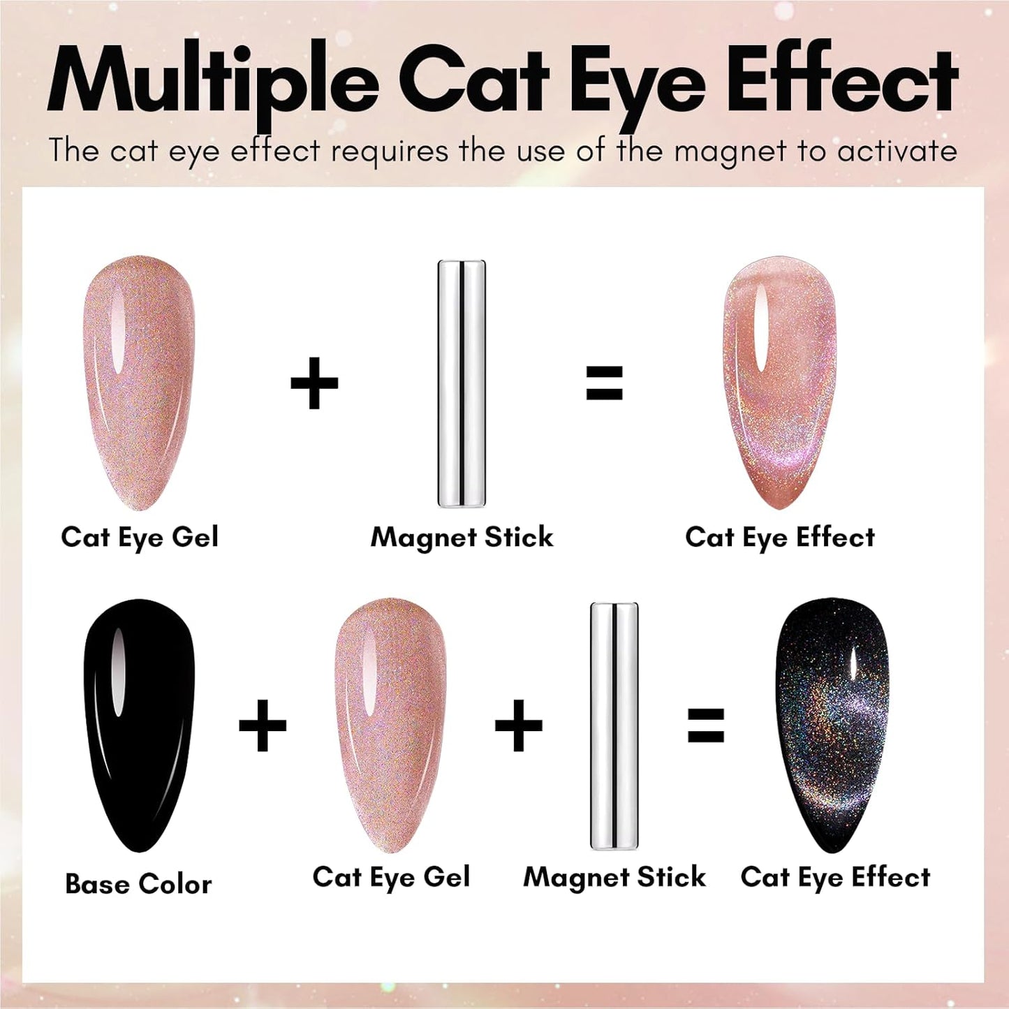 Makartt Cat Eye Gel Nail Polish: Universal Rainbow Holographic Gel Polish Bronze Gaze Sparkly Glitter Unique Magnetic Effect Nail Gels for DIY Nail Art UV LED Soak Off Manicure 10ml