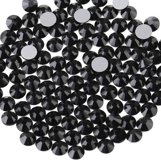 beadsland Flat Back Crystal Rhinestones Round Gems, Black (1.9-2.0mm) SS6/1440pcs