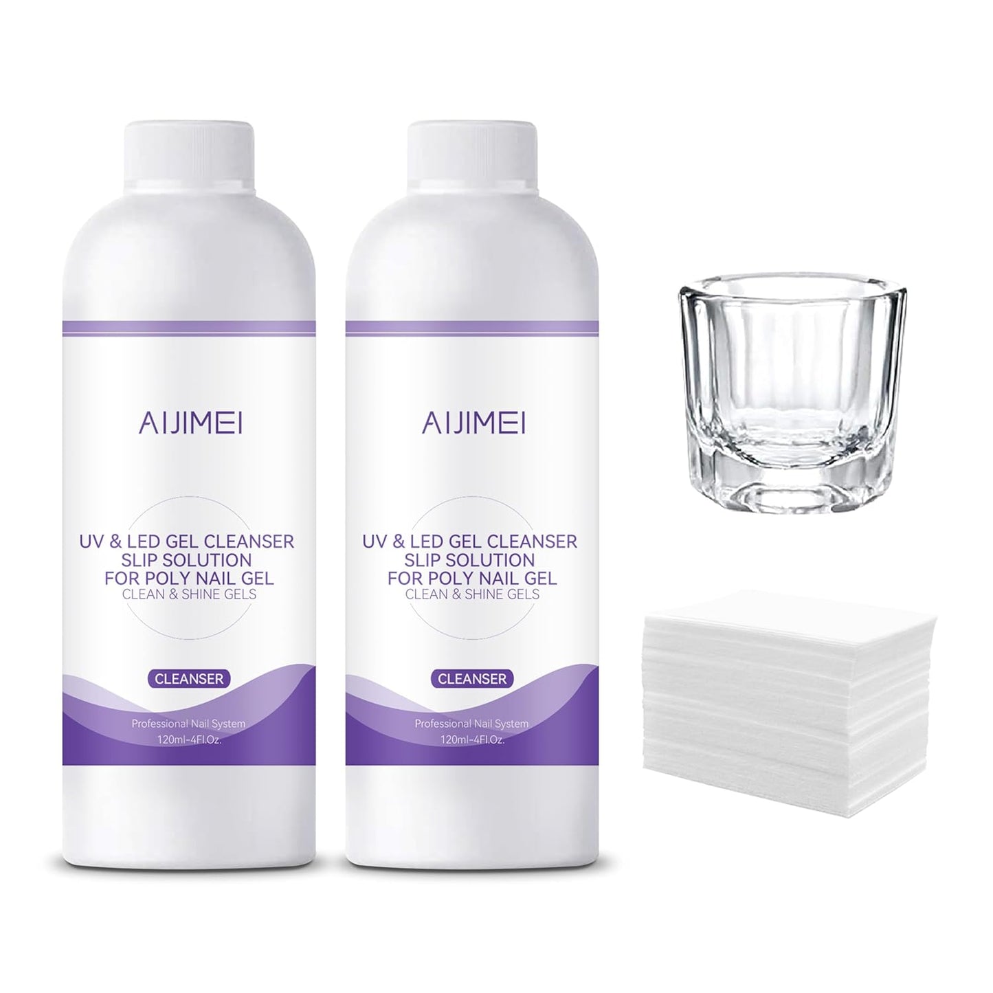 AIJIMEI Nail Slip Solution Poly Gel Slip Solution Set 4FL.OZ 2PCS Slip Solution for Nails Gel Nail Solutions Slip Solution for Poly Nail Gel UV&LED Gel Cleanser Slip Solution for Poly Nail Gel