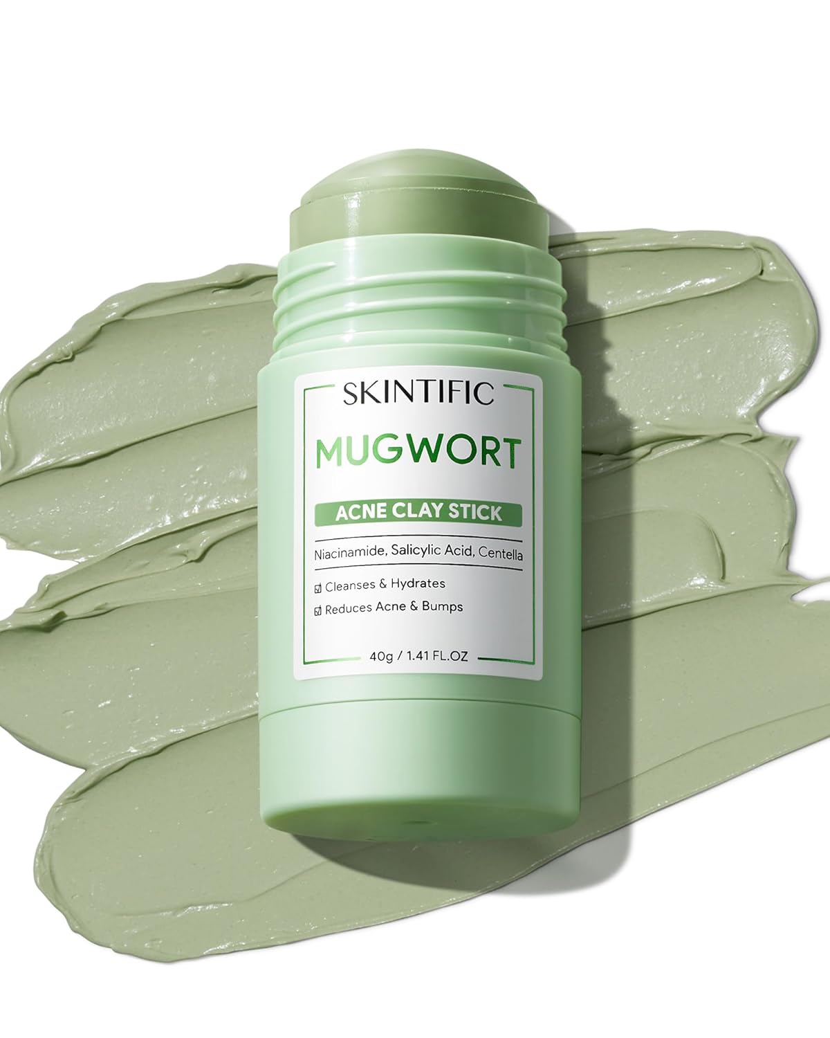 Mugwort Clay Stick Mask for Face, Mud Masks with Centella, Salicylic Acid, Gentle Exfoliation, Vegan Korean Skincare Wash-Off Facial Mask for Sensitive Skin