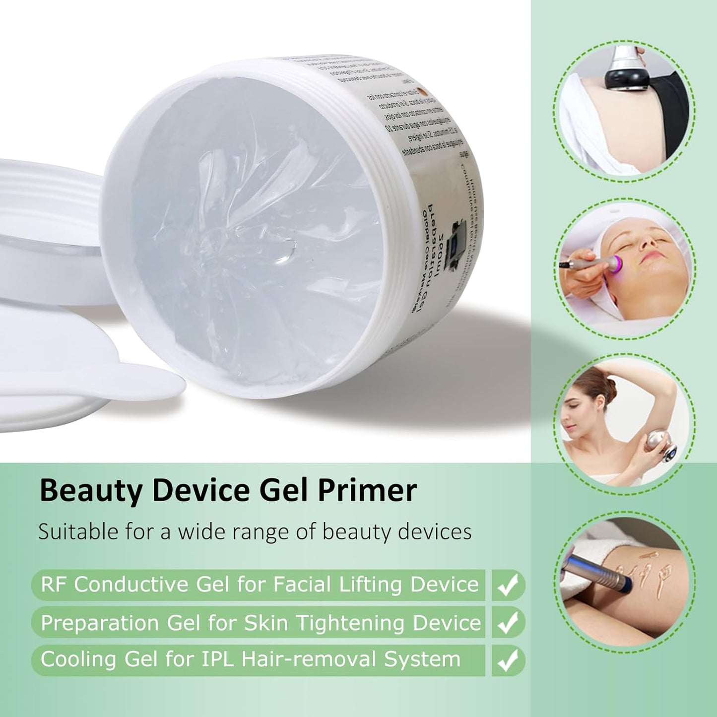 RF Conductive Gel with Hyaluronic Acid for Microcurrent Face Device, Radio Frequency Gel for Body Skin Tightening Machine, Hydrating Skin Cooling Cream for IPL Hair Removal, 260ml Jar