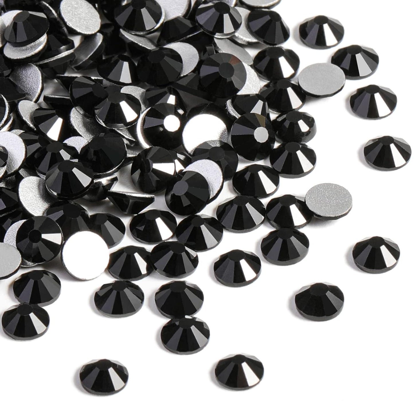 Beadsland 2880pcs Flat Back Crystal Rhinestones Round Gems for Nail Art and Craft Glue Fix,Black,SS4,1.5-1.7mm