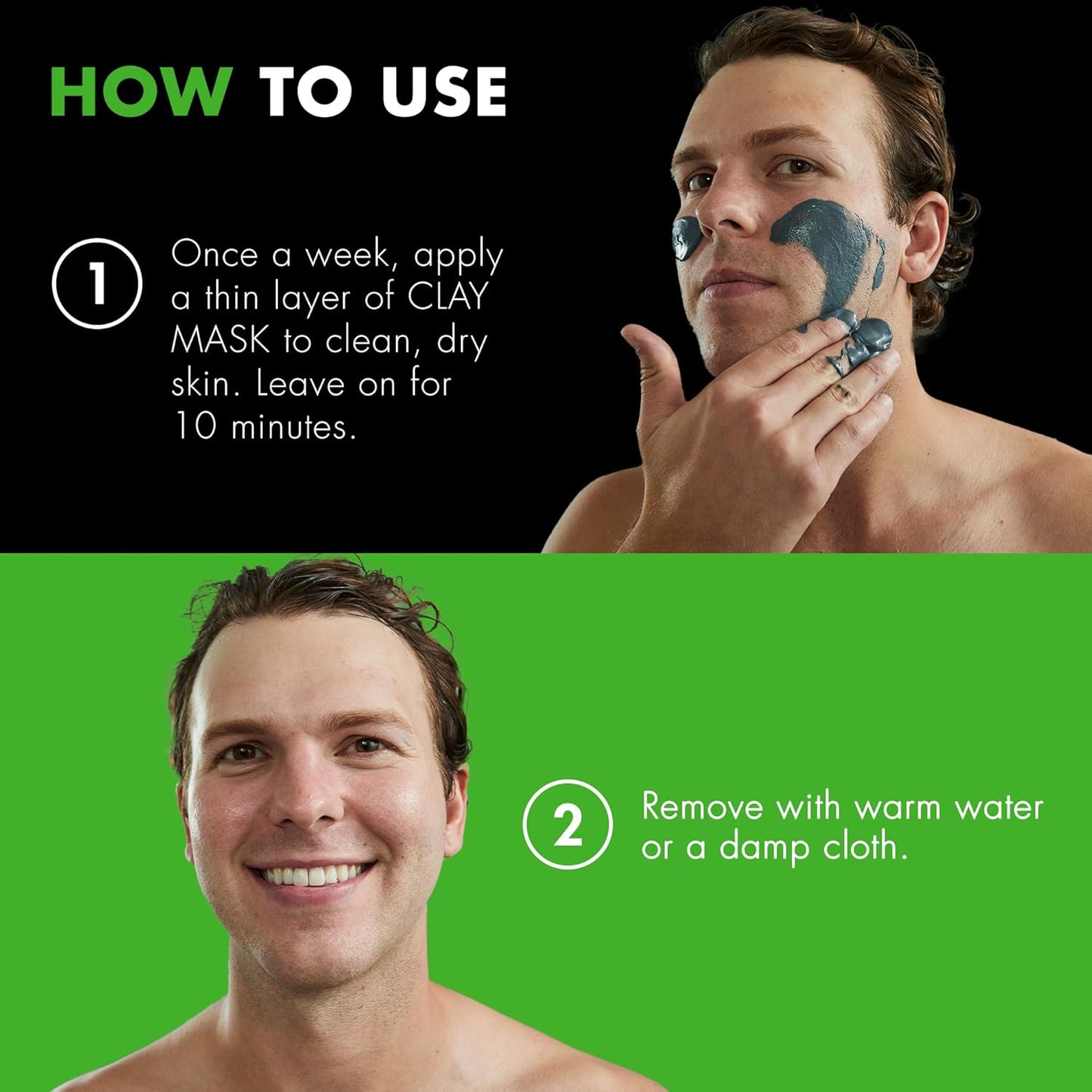 Tiege Hanley Mens Detoxifying Facial Clay Mask, 2 Oz (1-Pack) - Deep Pore Cleansing Charcoal Face Mask with Natural Kaolin Clay Absorbs Excess Oil & Reduces Appearance Pores - Skin Care for Men