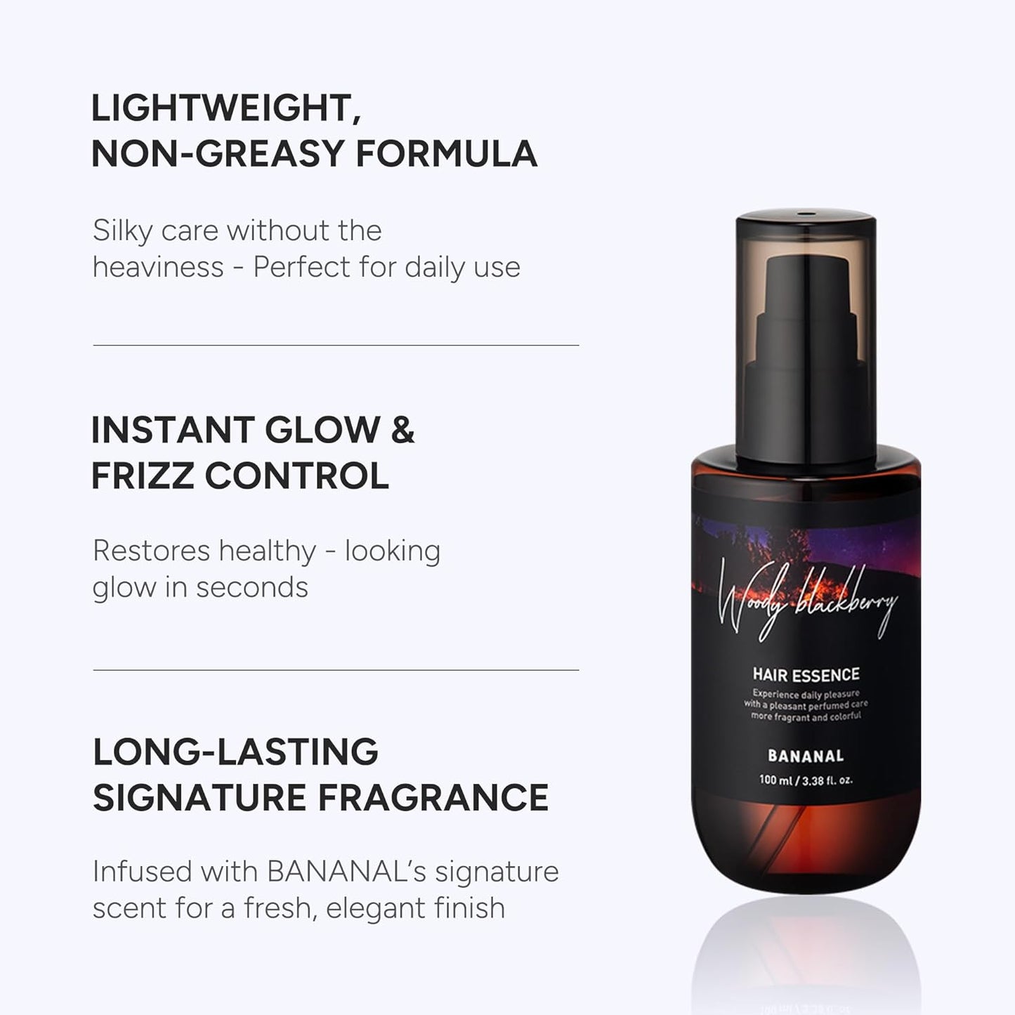 Perfumed Hair Oil & Serum – Korean Hair Essence Oil for Frizzy Hair, Shine & Damage Repair – Argan Oils & Amino Acids – Sulfate & Paraben-Free – WoodyBlackberry, 100ml / 3.38 fl oz